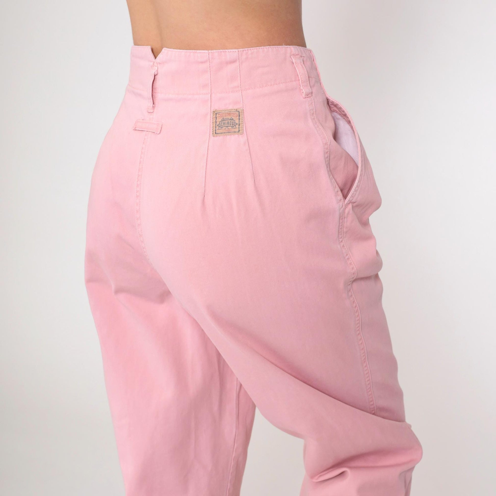 90s The Limited Pink Pleated High-Waist Trousers Small 4
