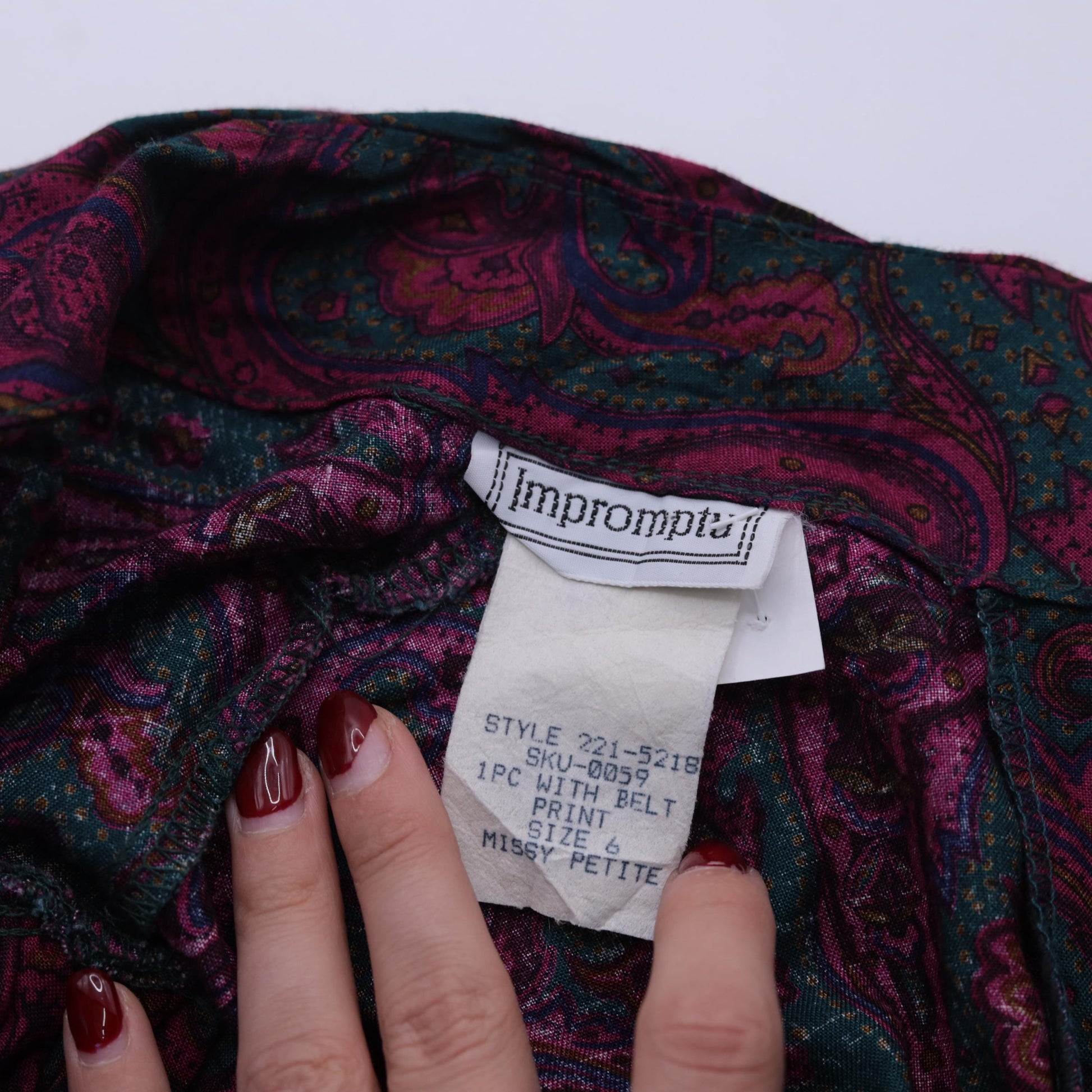 80s Paisley Midi Dress Mock Neck Puff Sleeve Pleated High Waist Small 6