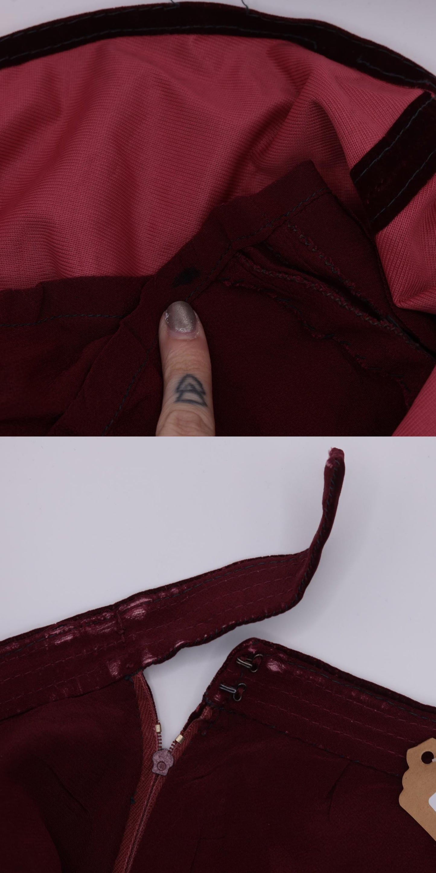 70s Burgundy Velvet Midi Skirt A-Line High Waisted Small