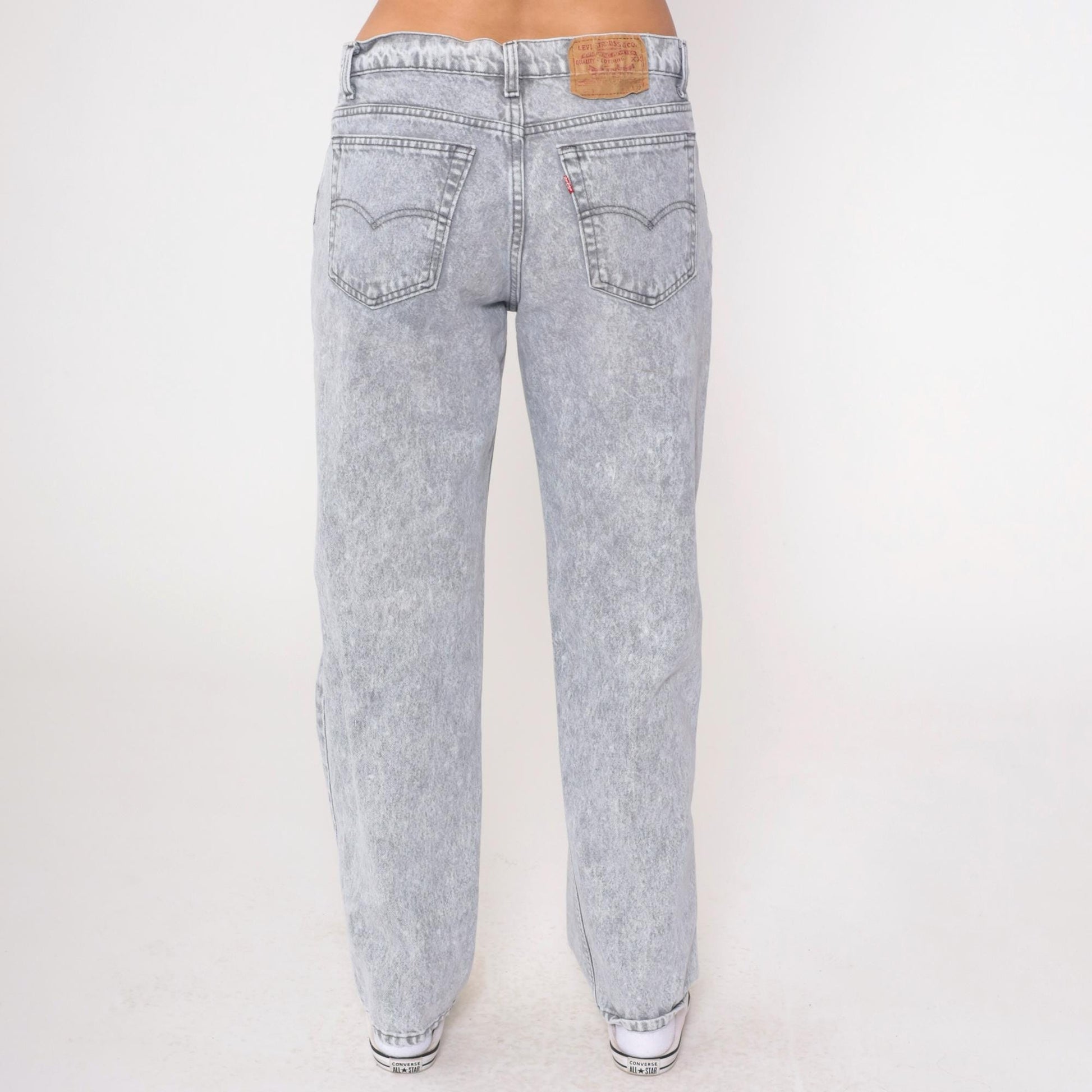 90s Levi's 506 Acid Wash Grey High-Rise Straight Jeans 36x32