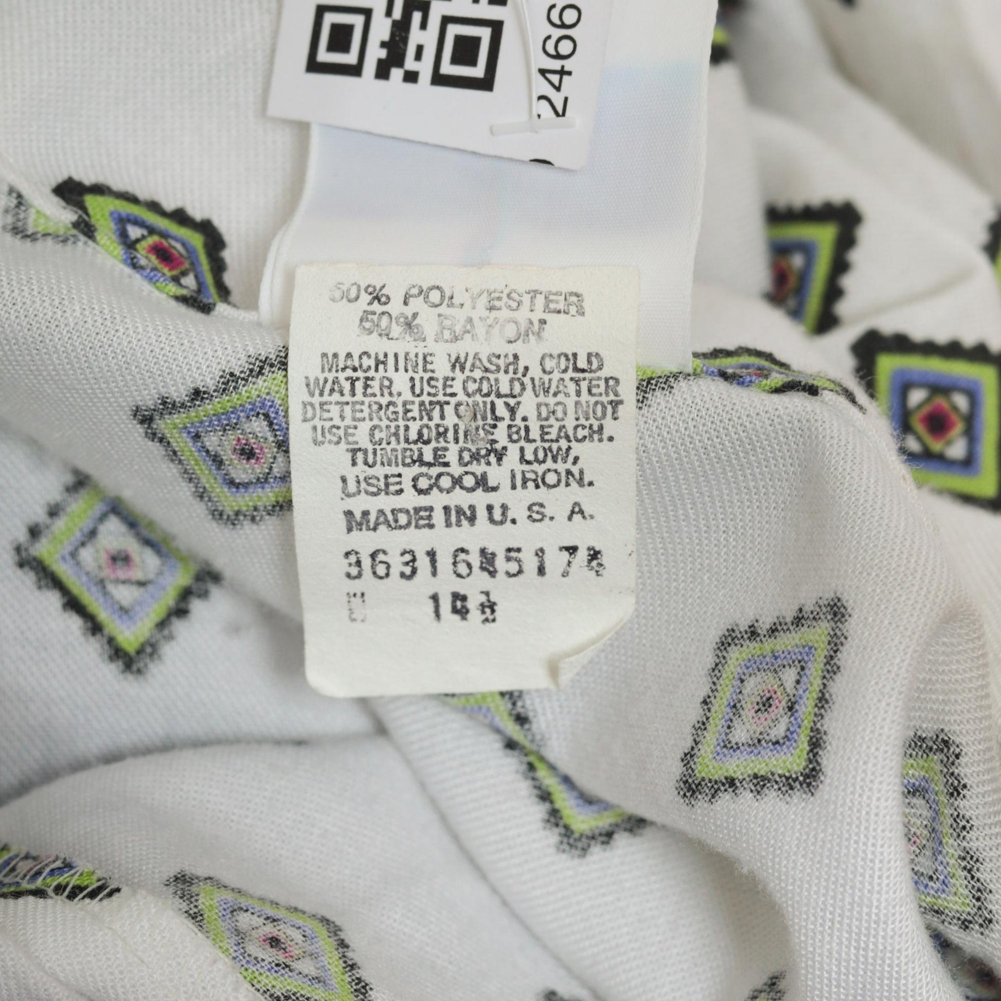90s New Moves Geometric Button Up Shirt White Purple Attached Vest Medium