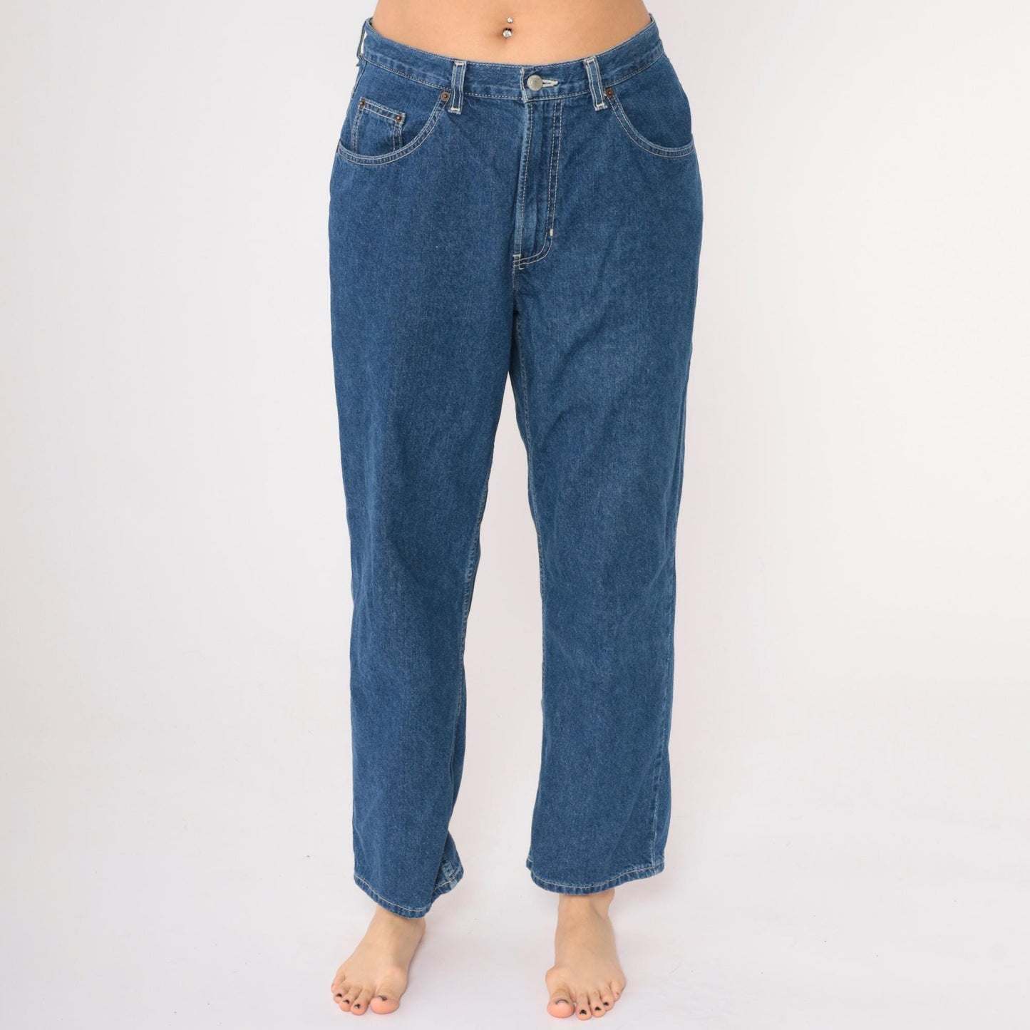 Y2K Old Navy High Waist Straight Leg Ankle Jeans Blue Denim Large 12
