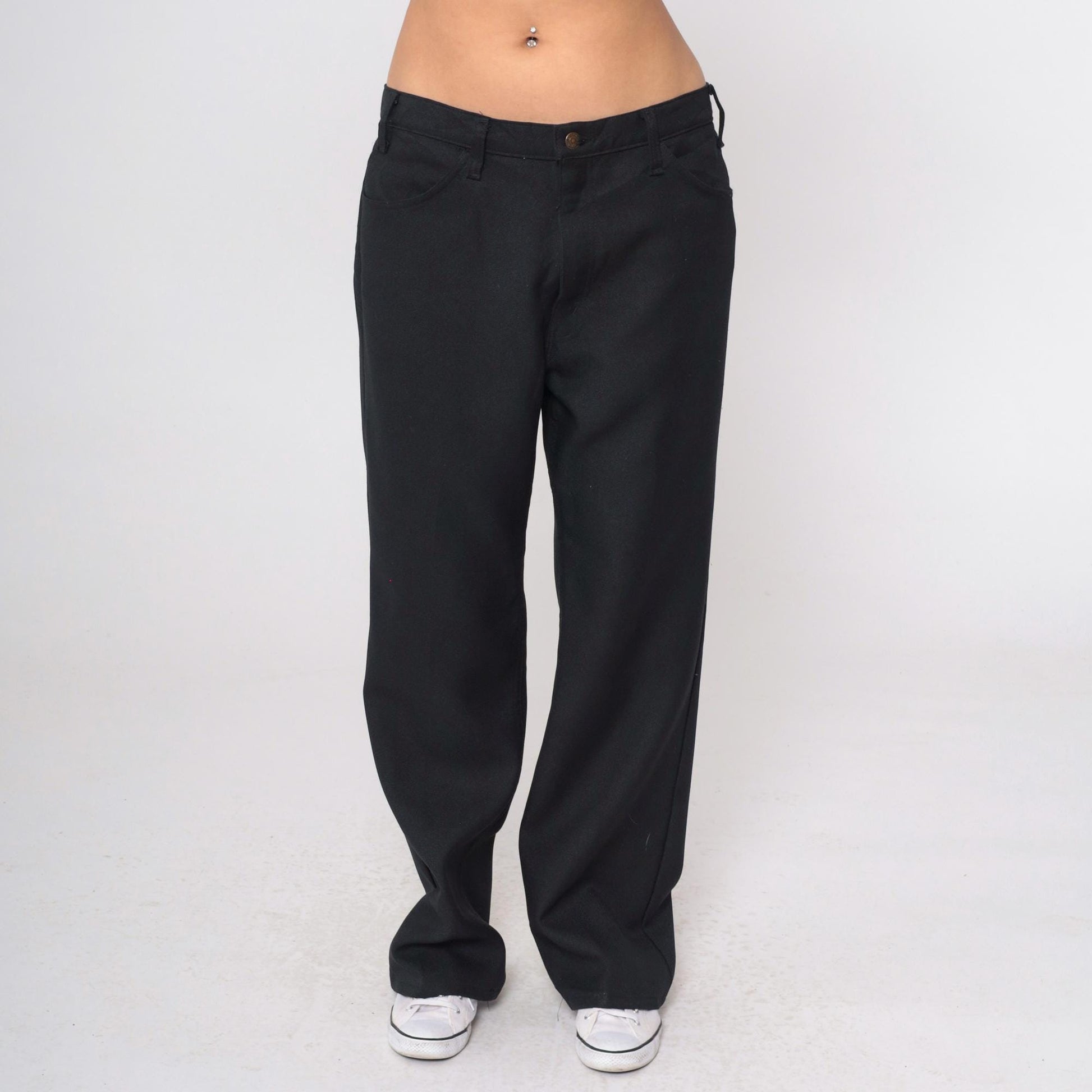 70s Levi's Black High Rise Straight Leg Trousers 38 x 30