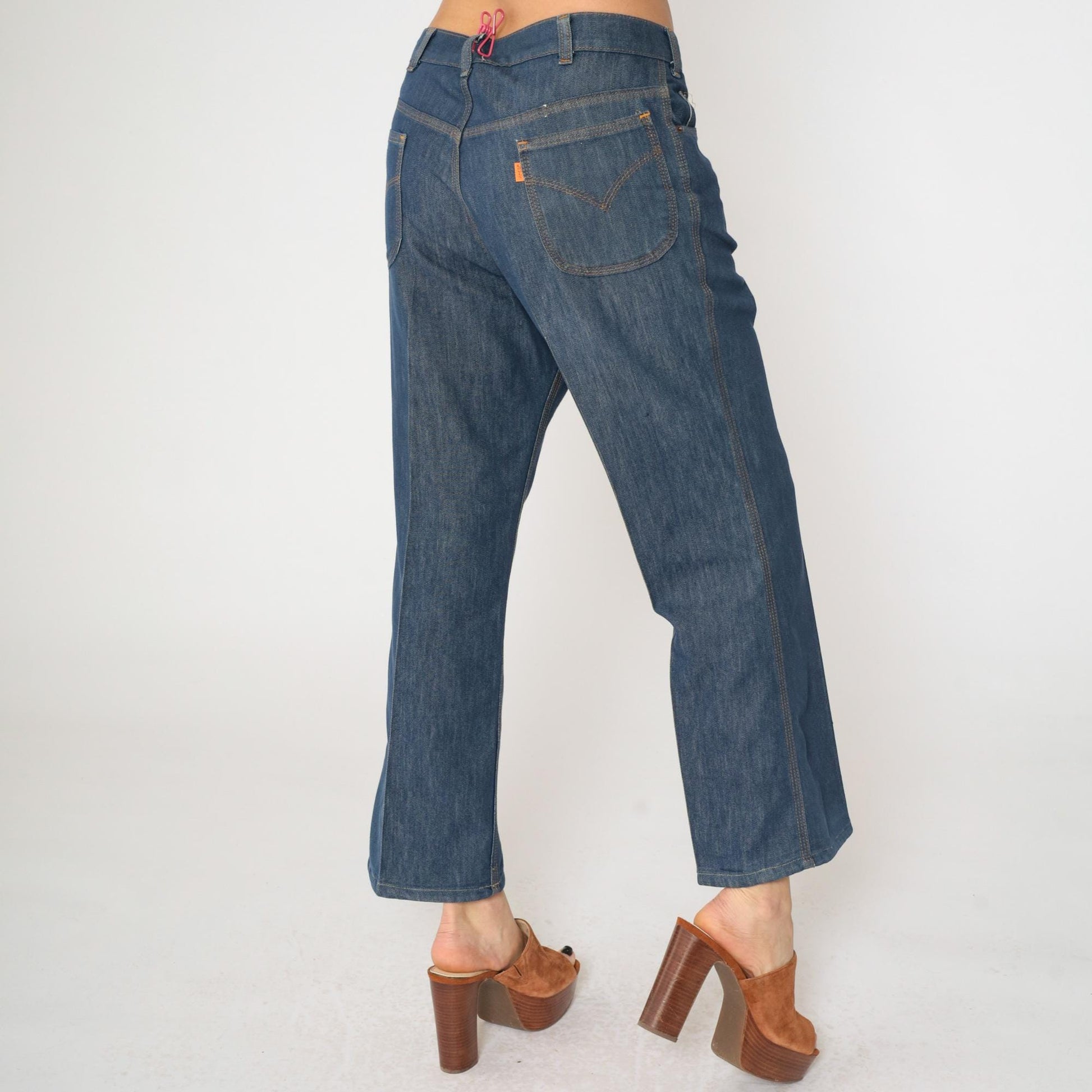 80s Levi's Dark Indigo Flared Bell Bottom Jeans High Rise Men's Medium