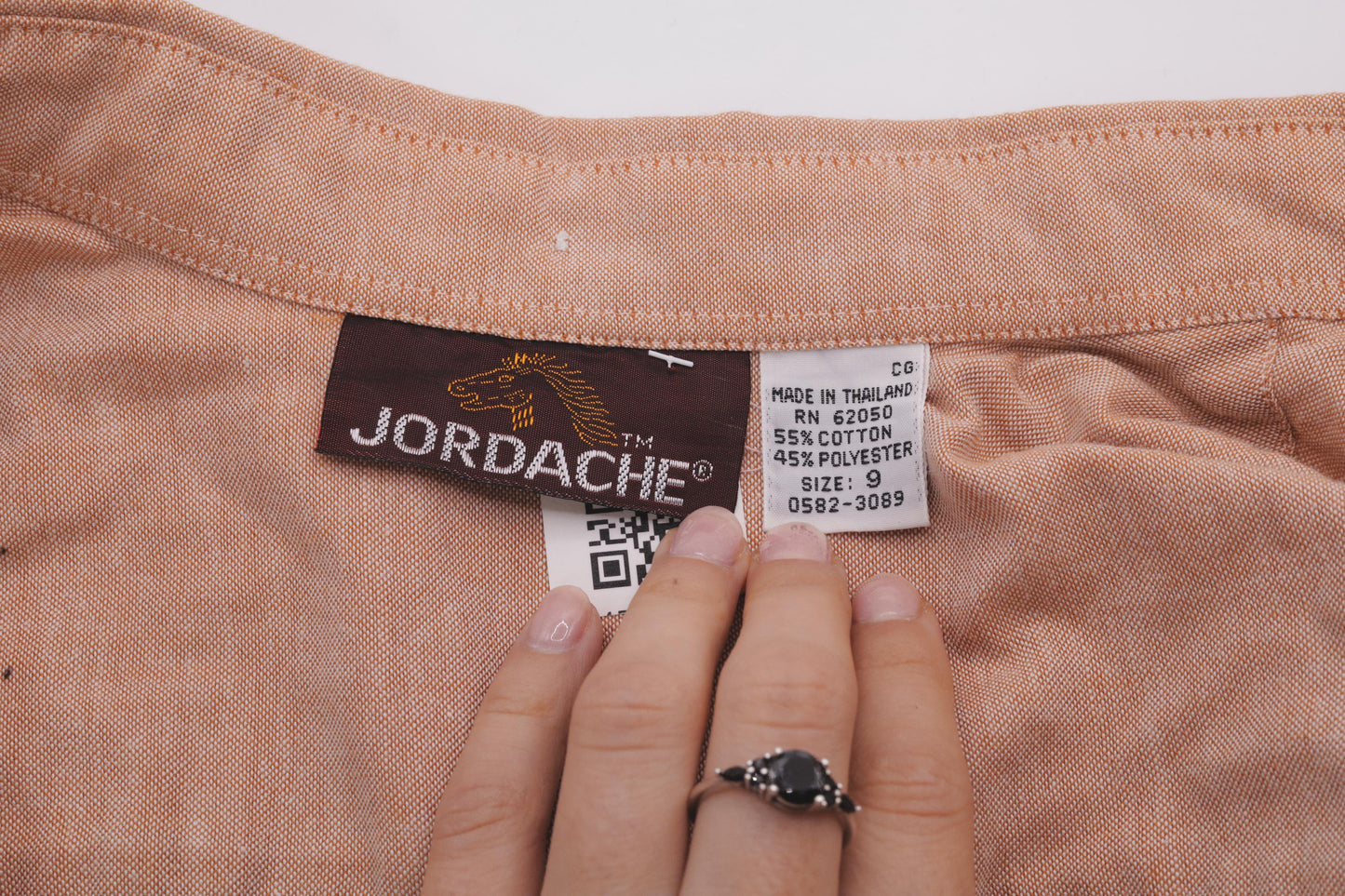 80s Jordache Orange White Button Up Blouse Small S