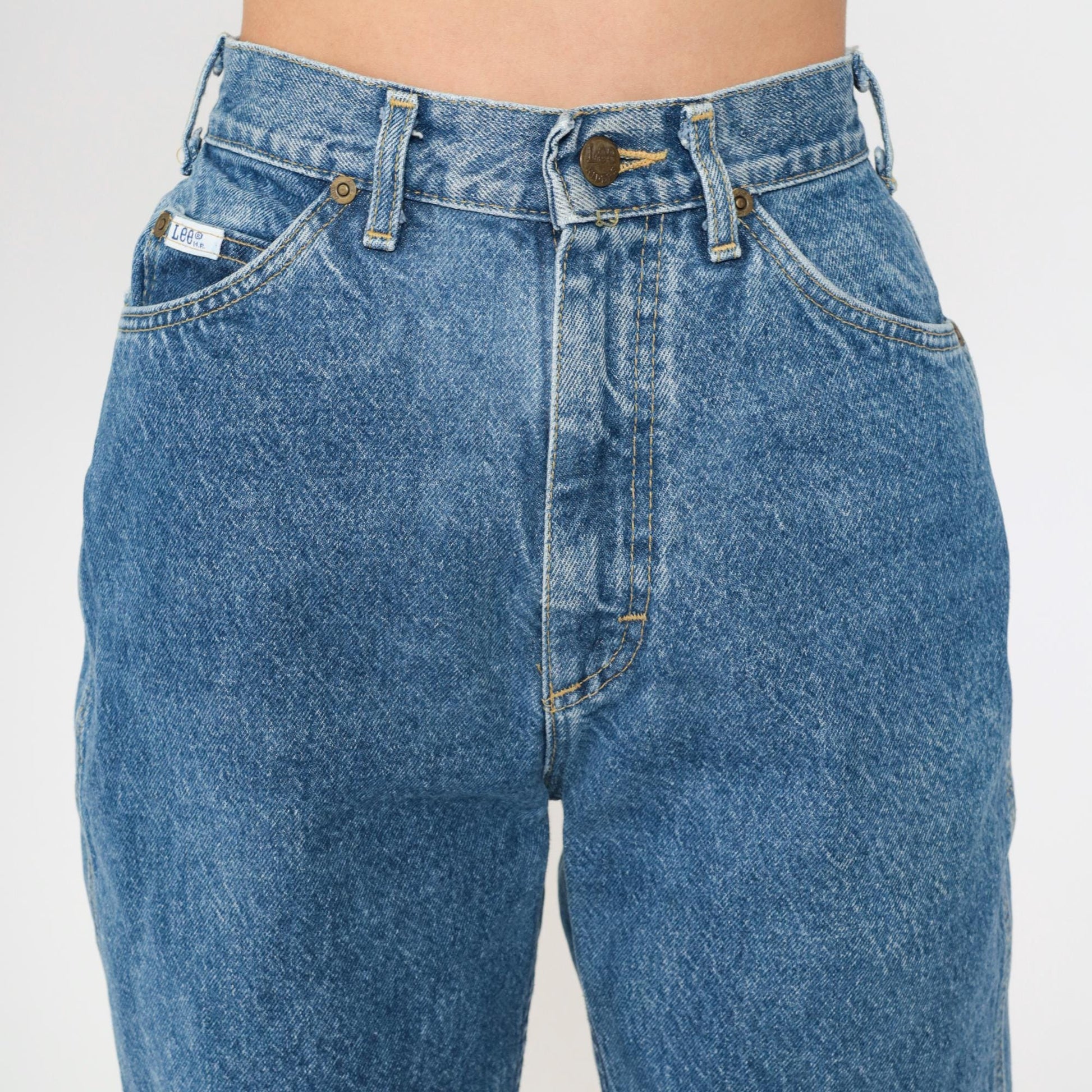 80s Lee High Waist Tapered Jeans Blue Denim Size 6