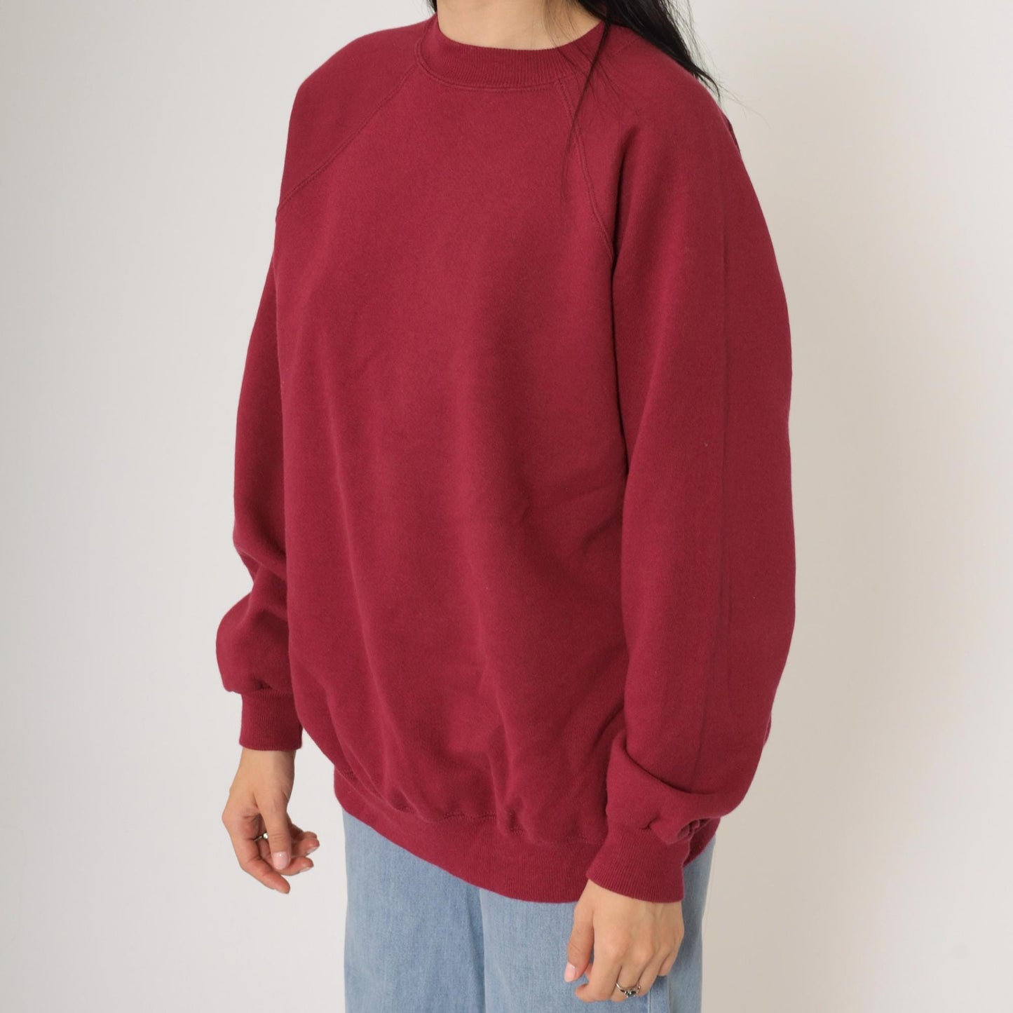 90s Hanes Her Way Burgundy Crewneck Sweatshirt Raglan Sleeve Extra Large XL