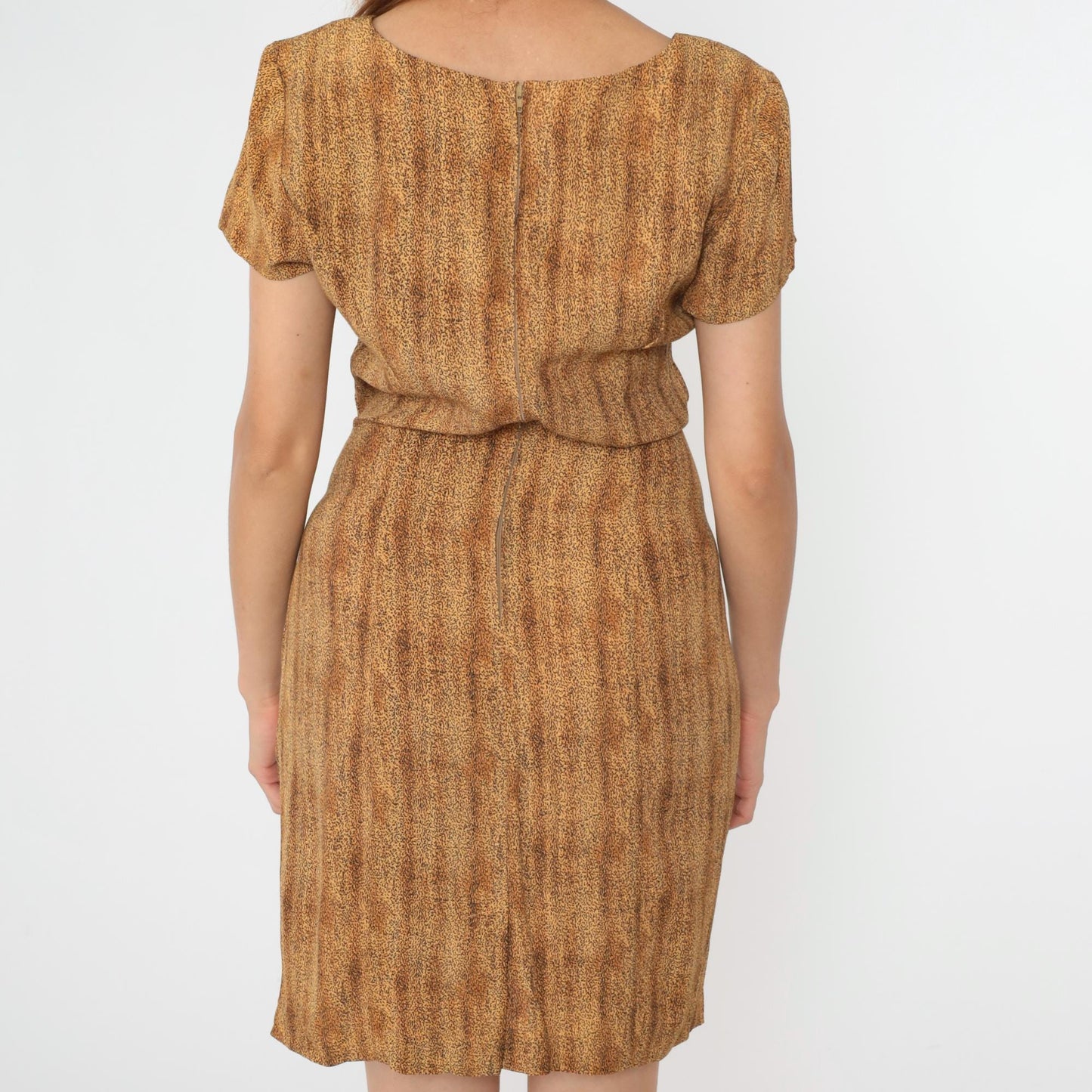 90s Jessica Howard Leopard Print Mini Dress Wrap Waist Short Sleeve Medium