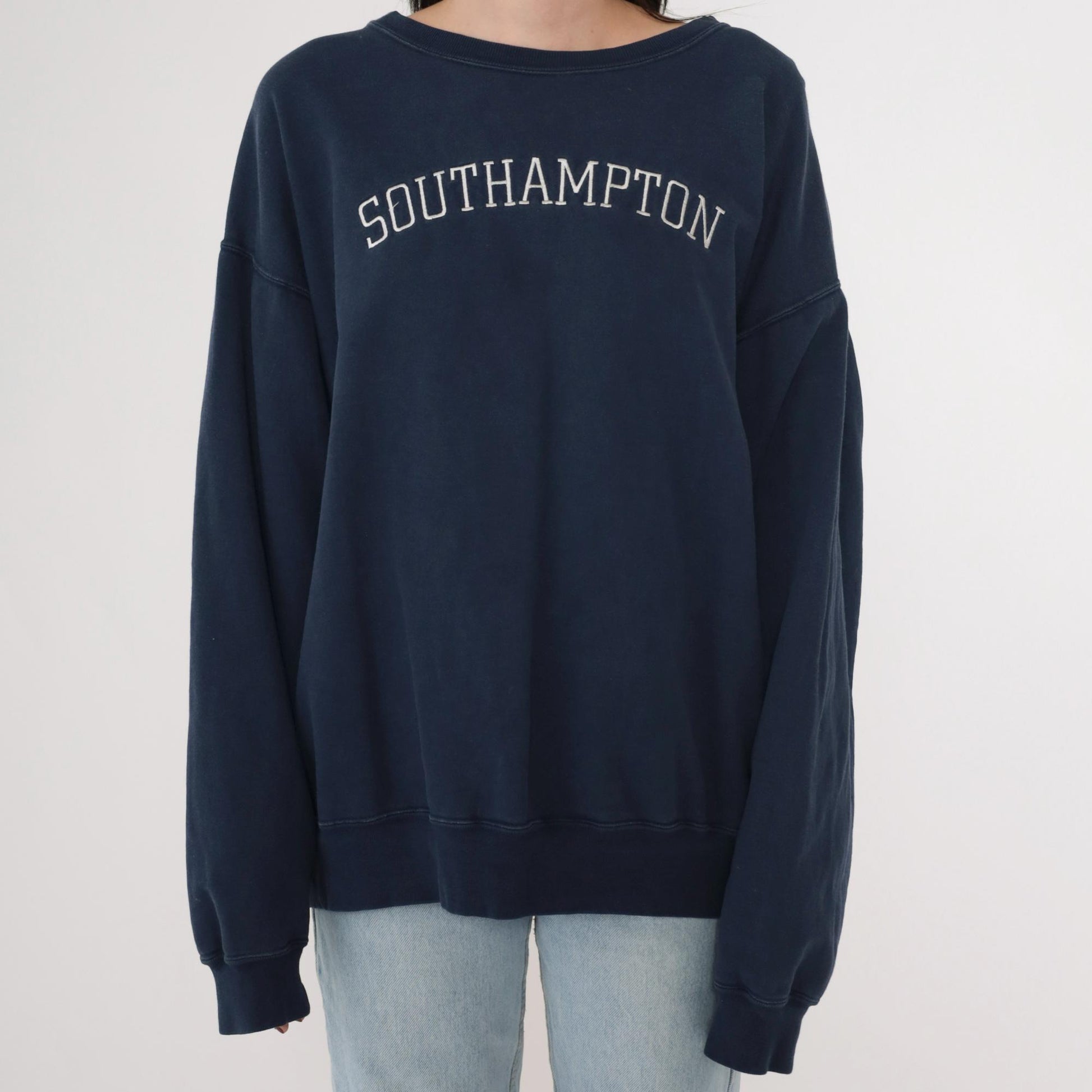 90s Southampton Hamptons Navy Embroidered Sweatshirt Crewneck Large L