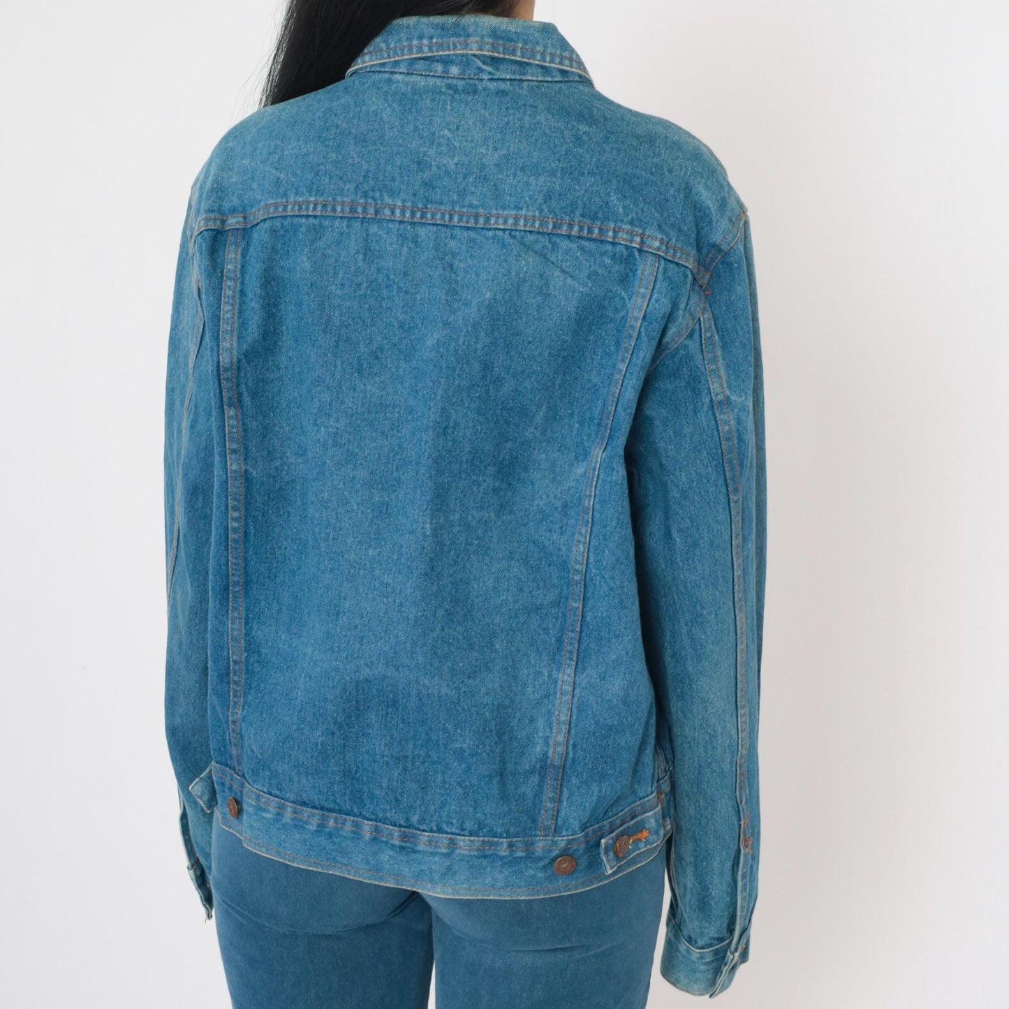 90s Blue Denim Jacket Button-Up Cotton Medium M