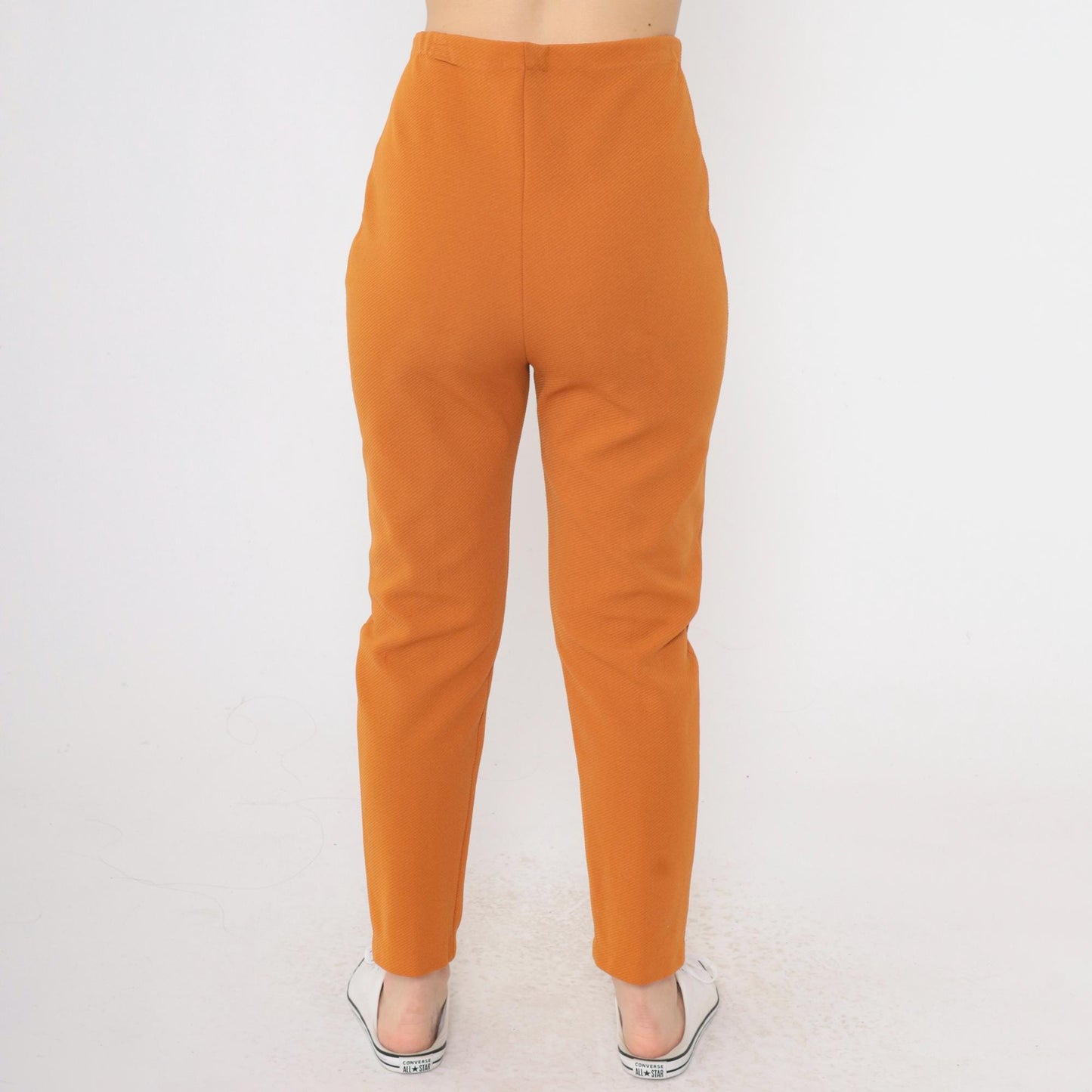 60s W & G Sportswear High Waisted Slim Nylon Pants Burnt Orange Small S