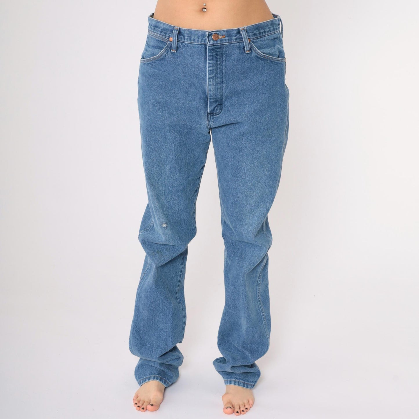 90s Wrangler Straight Leg High Rise Jeans Blue Denim Men's 35x38