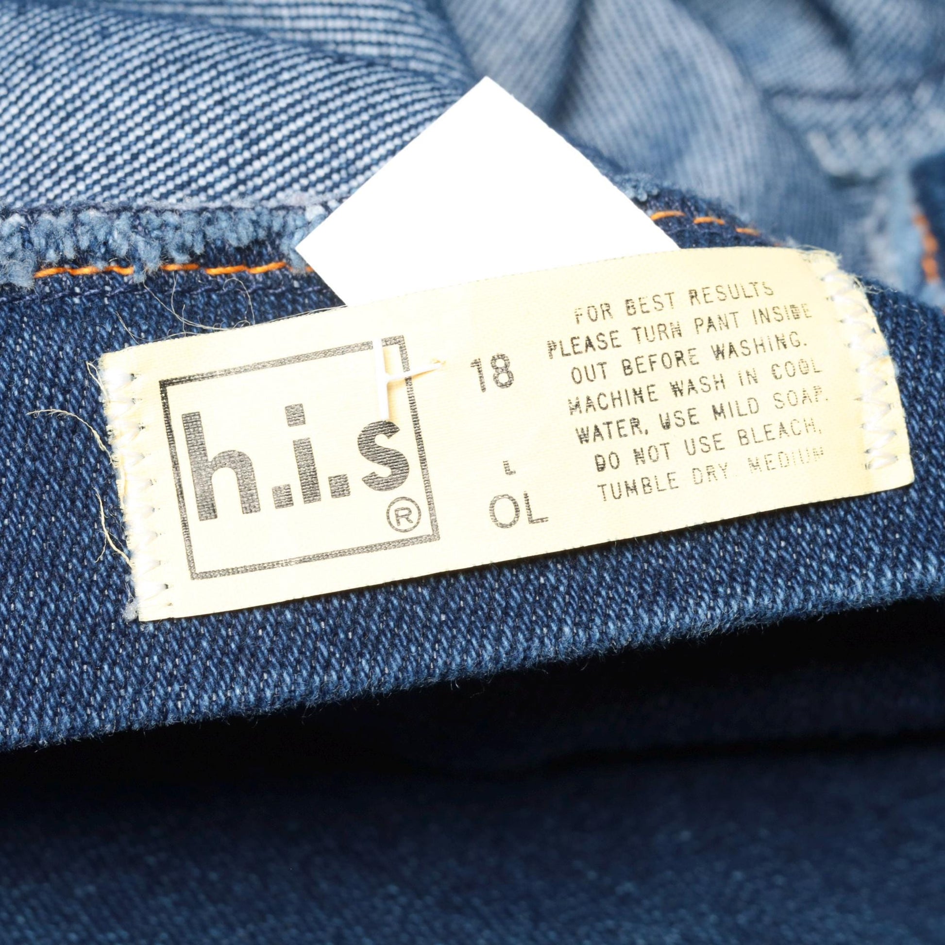 80s H.I.S Chic High-Waist Straight-Leg Jeans Dark Wash Denim Large 32