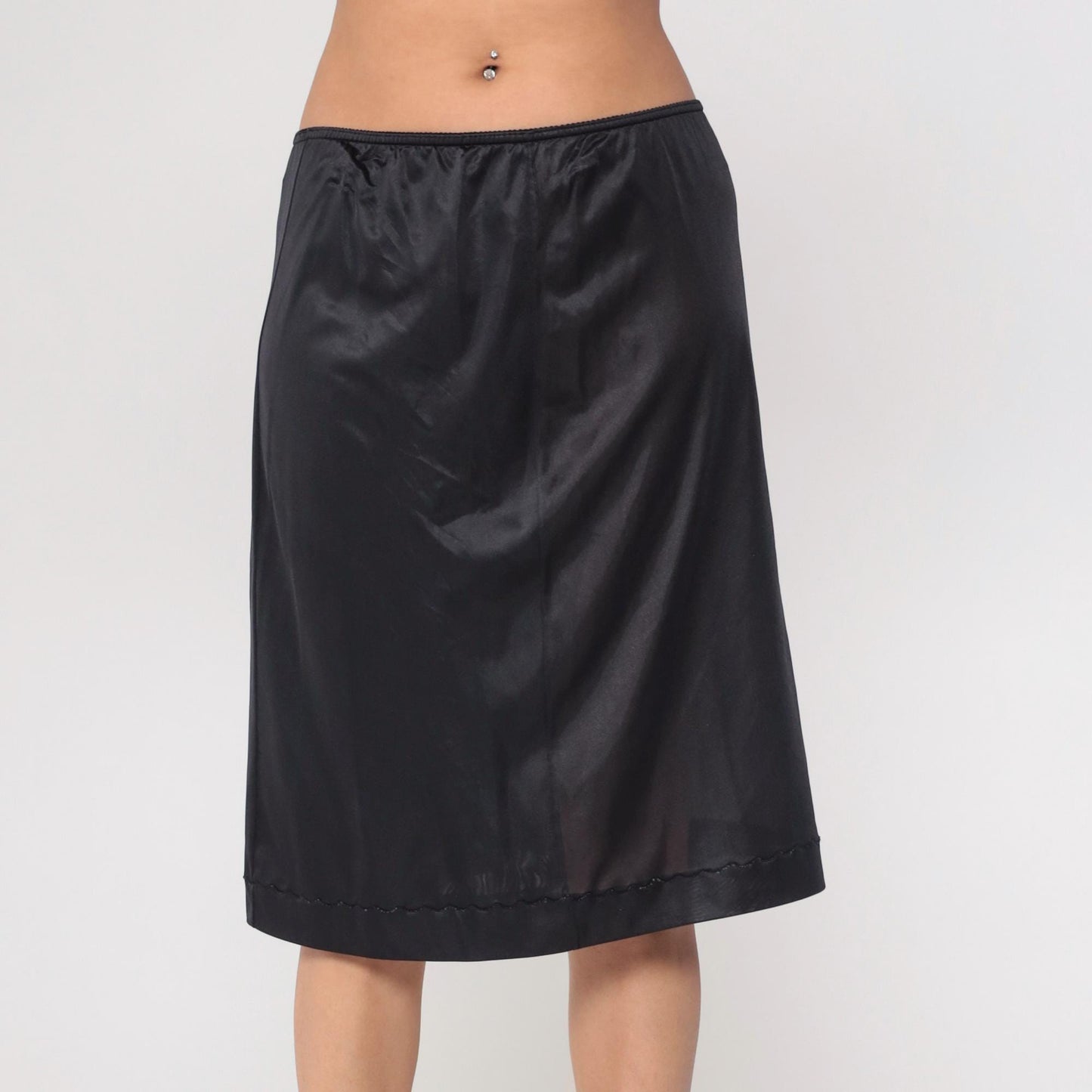70s Black Slip Skirt High Waisted Pencil Lingerie Extra Large XXL