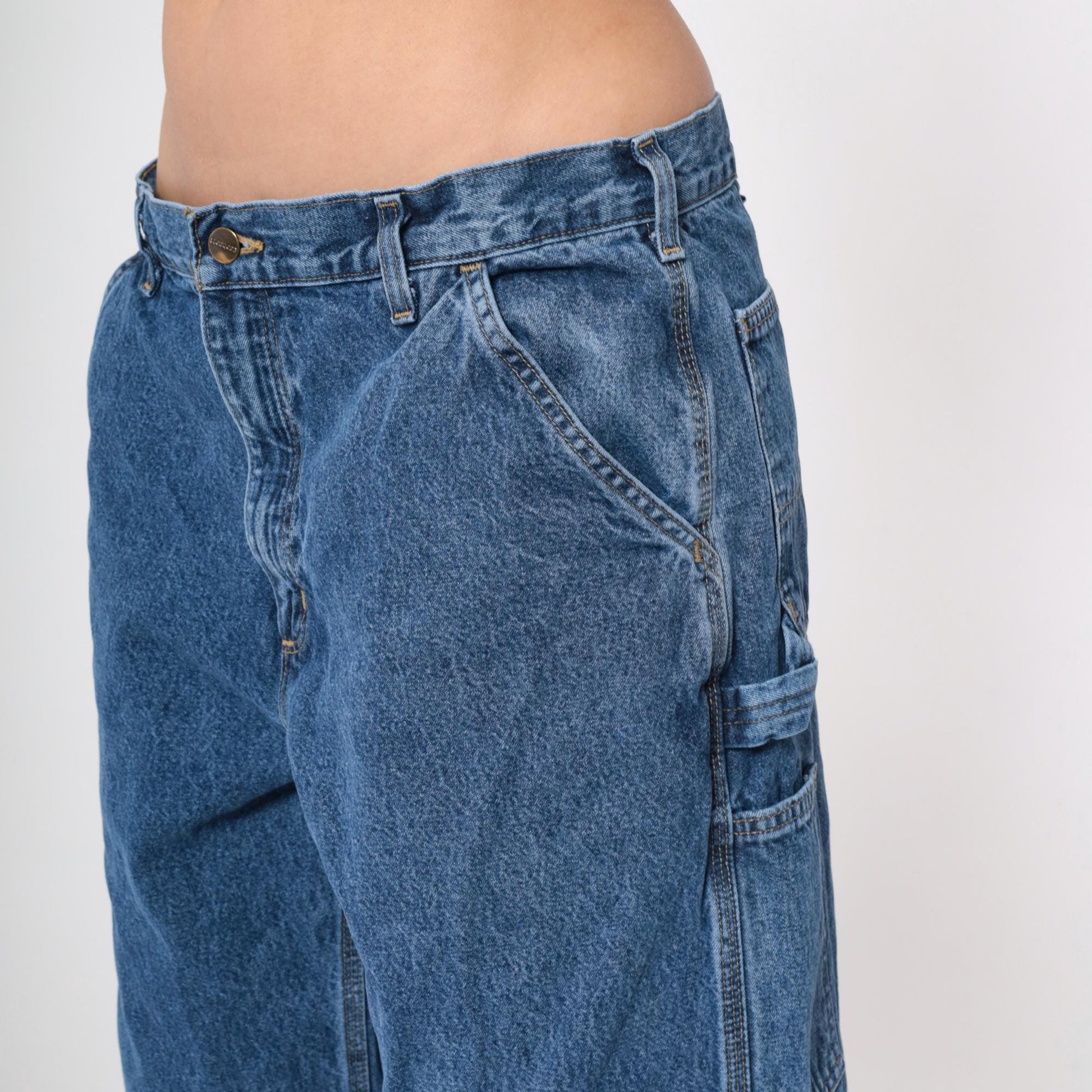 90s Carhartt Straight Leg Denim Jeans Blue Workwear Utility 36x30