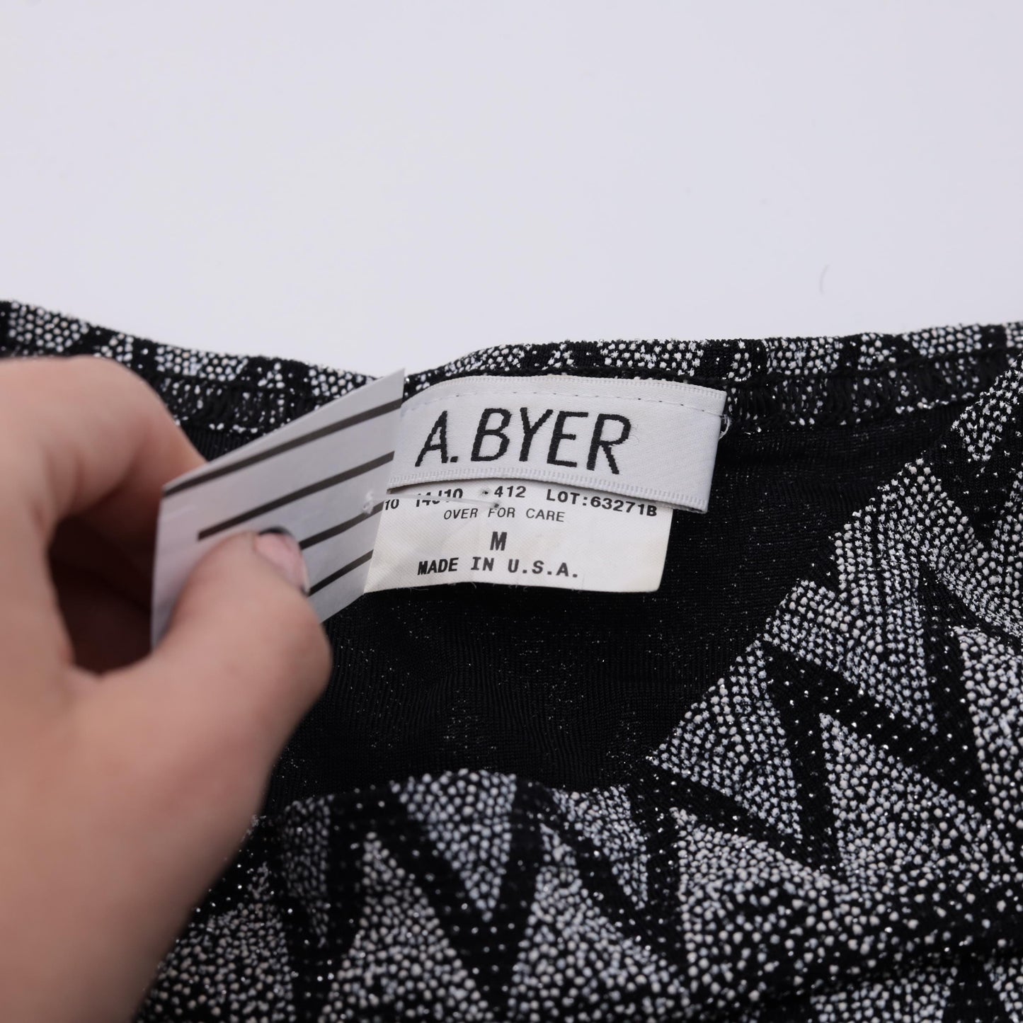90s A. Byer Black White Chevron Metallic Tank Top Small