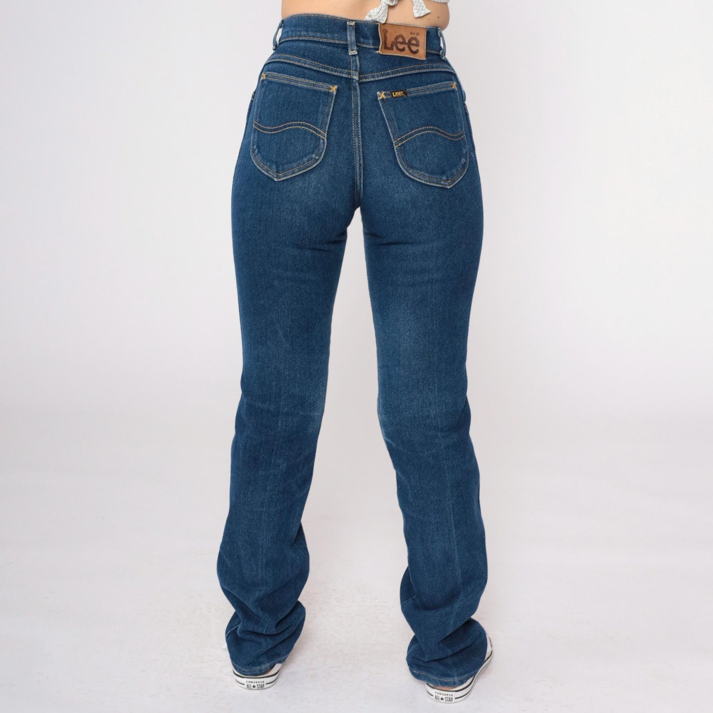 80s Lee High Waist Straight Leg Jeans Blue Denim Extra Small