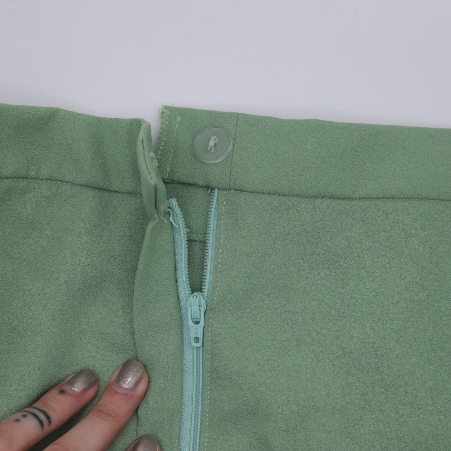 70s High-Rise Straight Leg Trousers Sage Green Extra Small