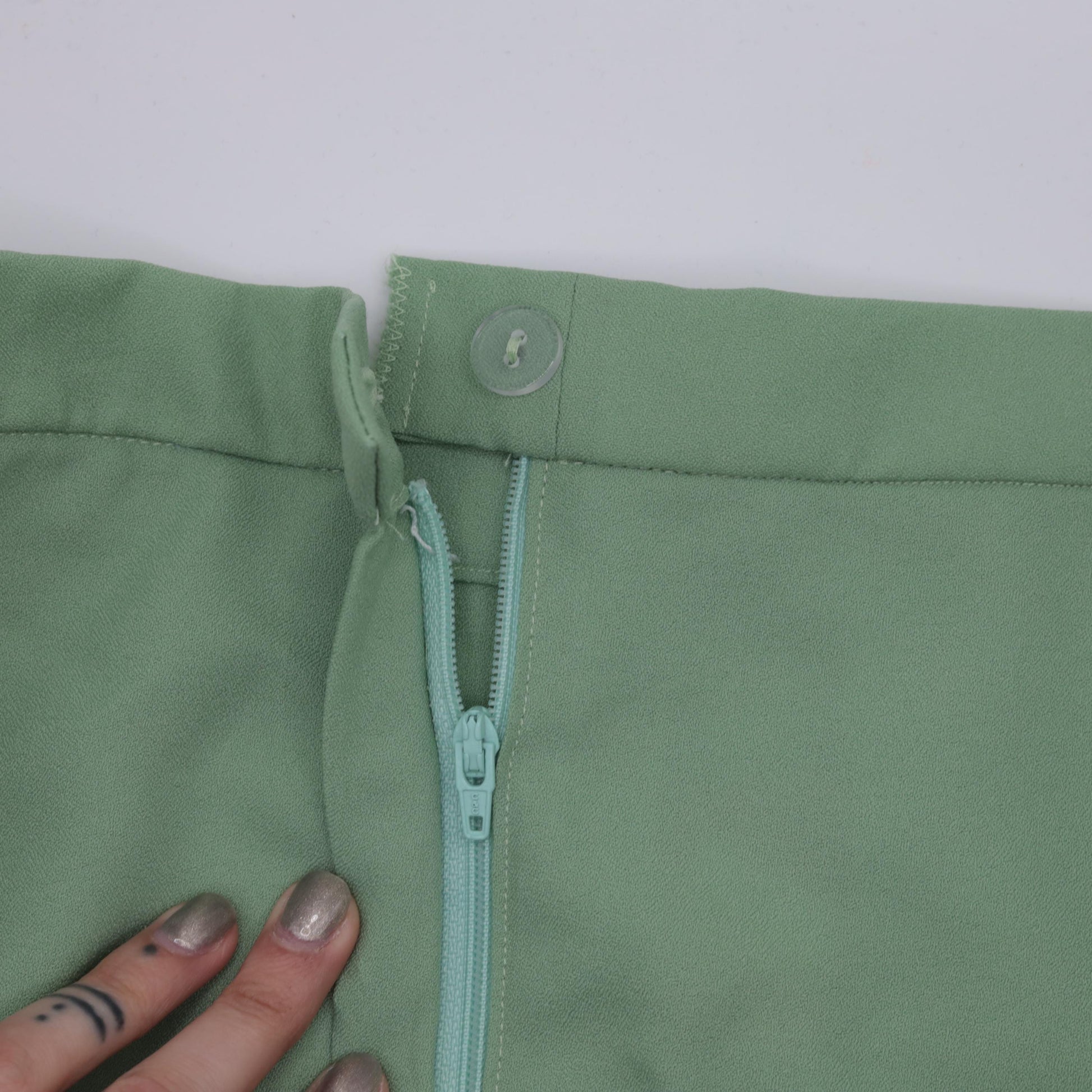 70s High-Rise Straight Leg Trousers Sage Green Extra Small