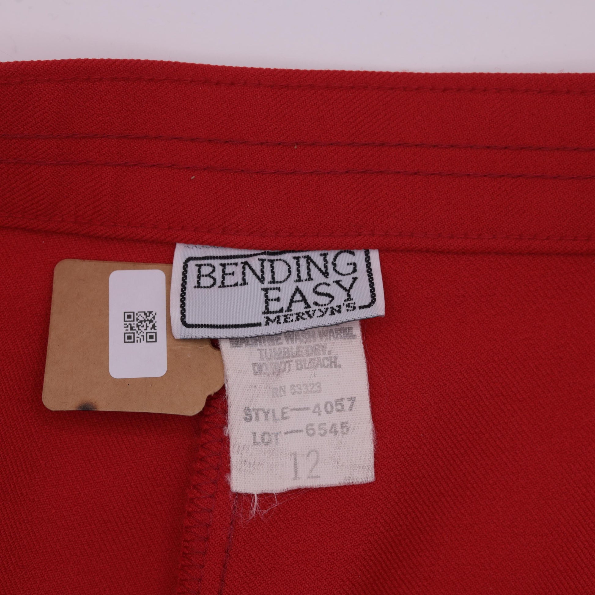 70s Red Straight Leg High Rise Trousers Polyester Vintage Medium