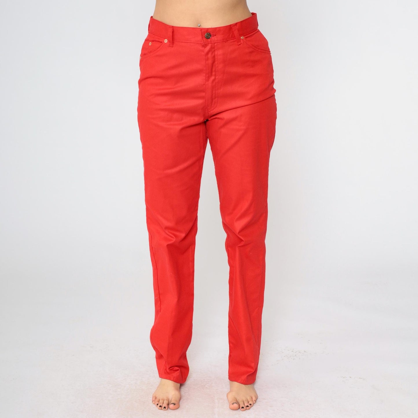 80s Levi's Red High-Waist Straight Leg Trousers Medium