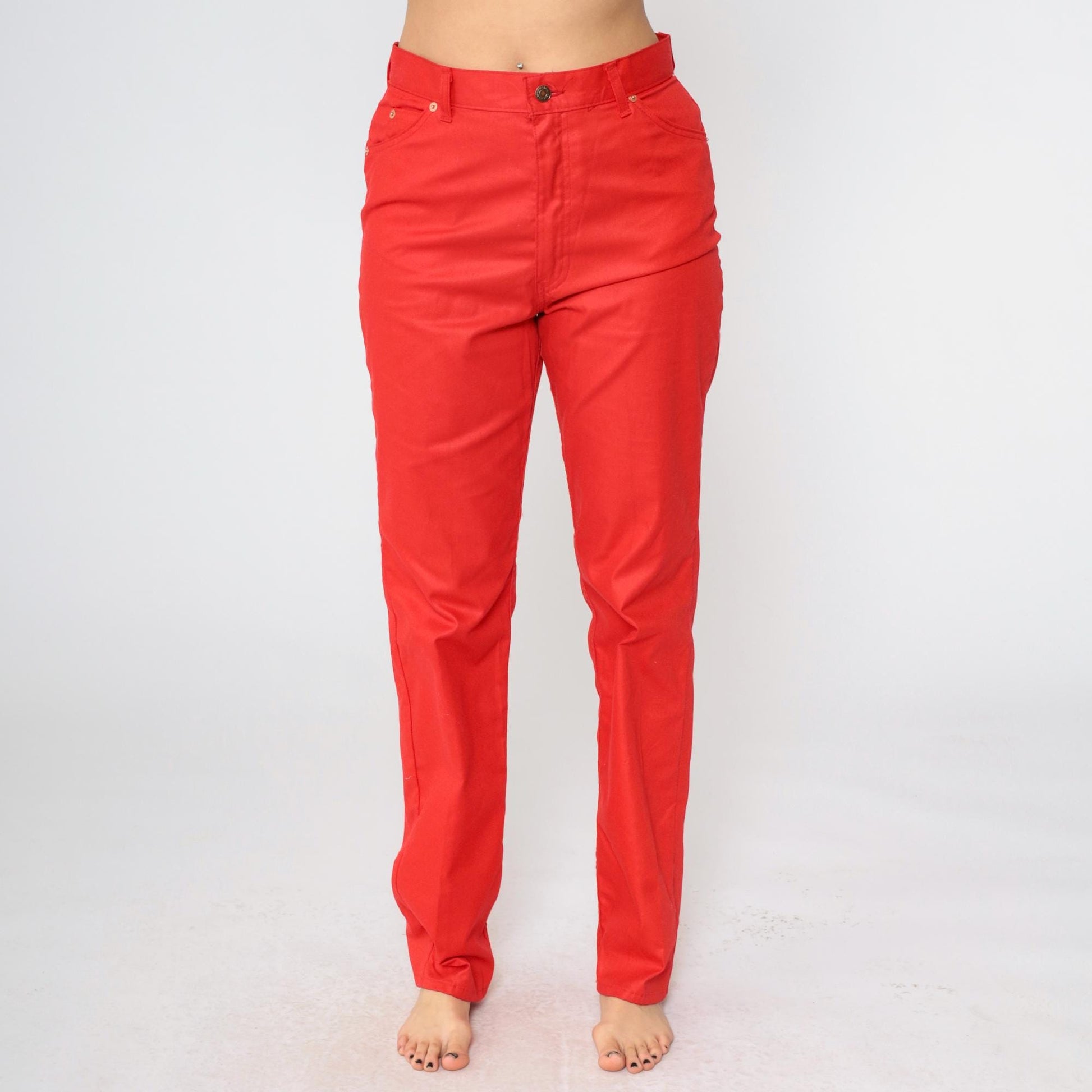 80s Levi's Red High-Waist Straight Leg Trousers Medium