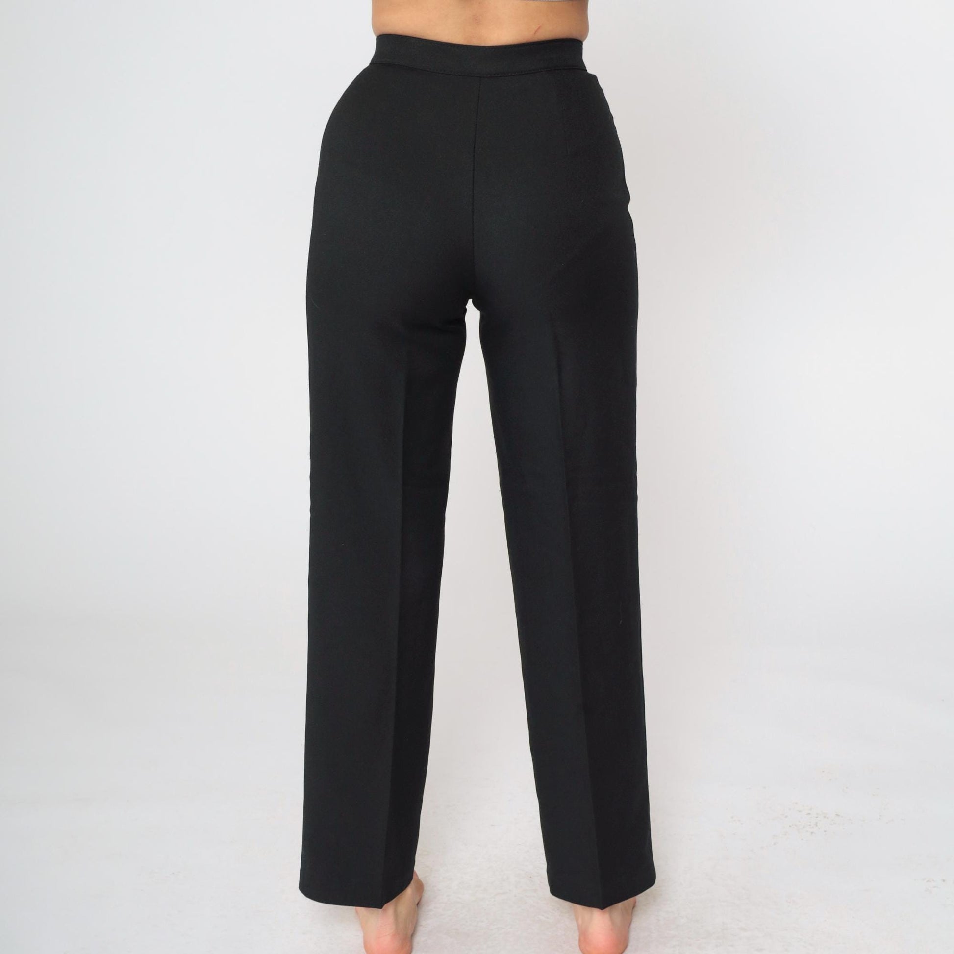 80s Black High-Rise Straight Trousers Bend Over Small S