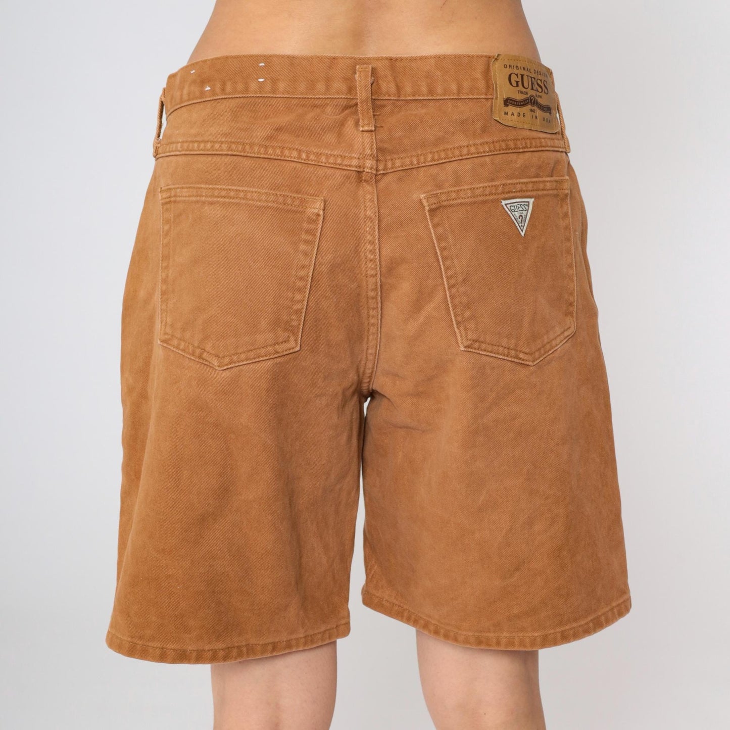 90s Guess Brown Denim Shorts High-Waisted Jean Shorts Large