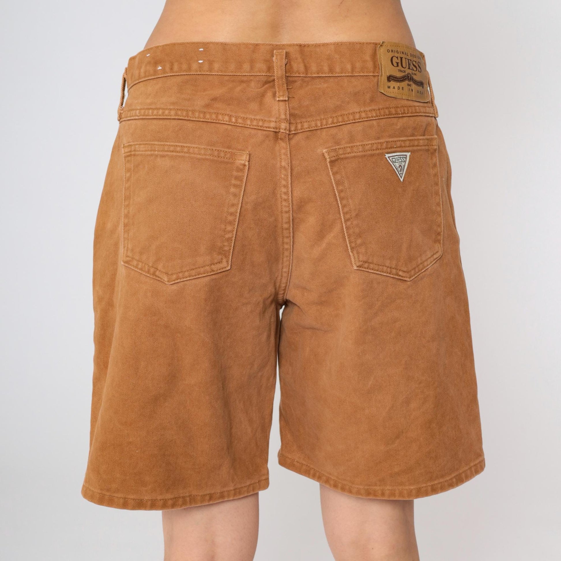 90s Guess Brown Denim Shorts High-Waisted Jean Shorts Large