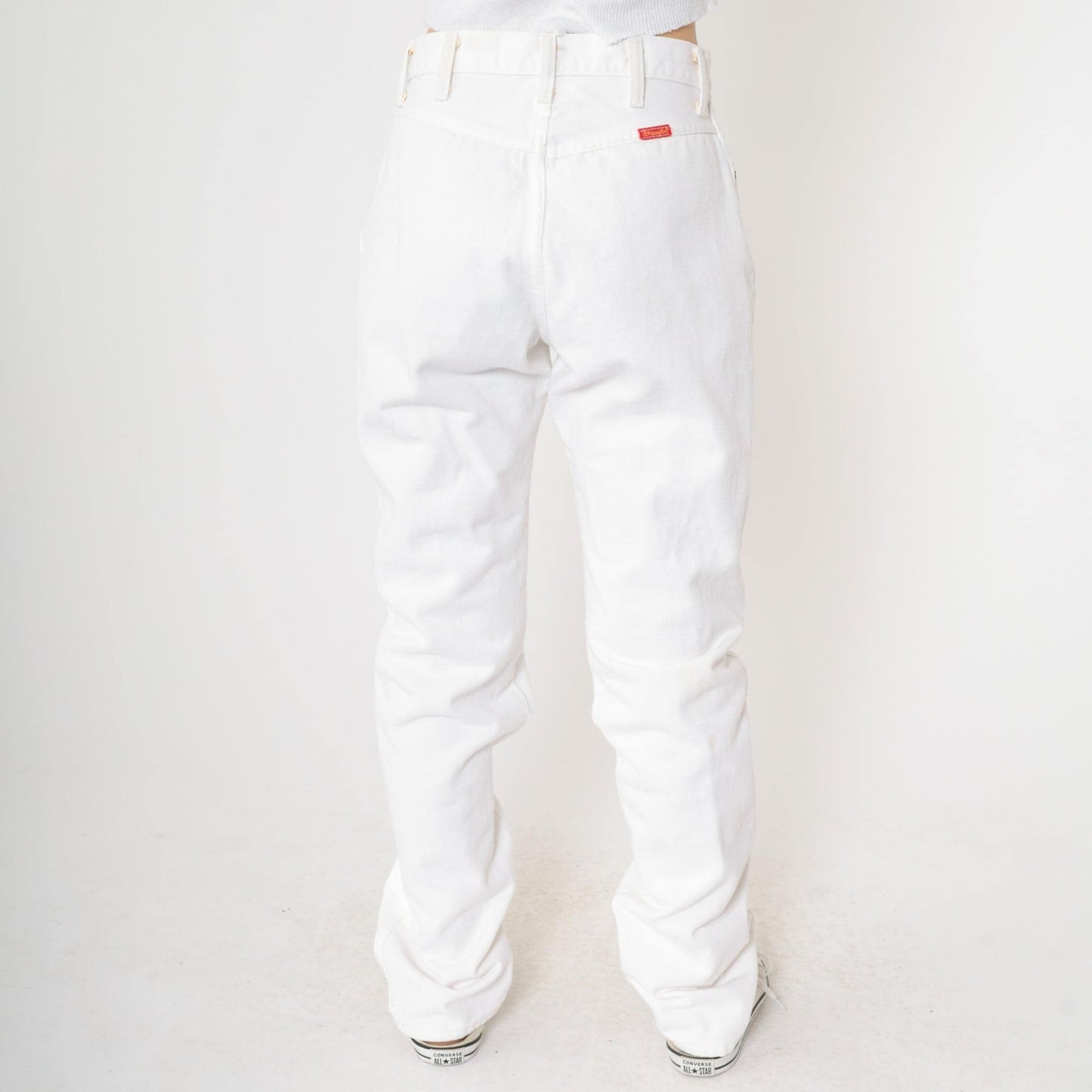 90s Wrangler White Denim High-Rise Relaxed Straight Jeans Small 28