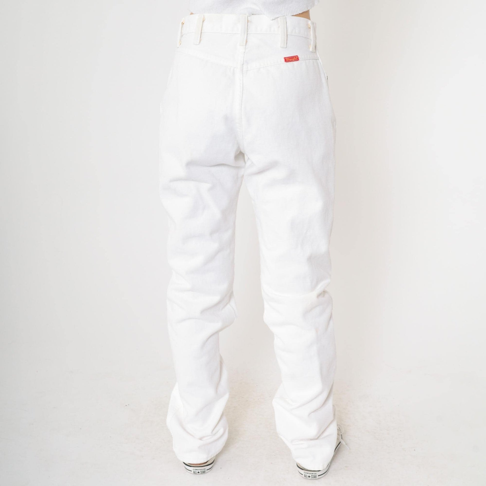 90s Wrangler White Denim High-Rise Relaxed Straight Jeans Small 28