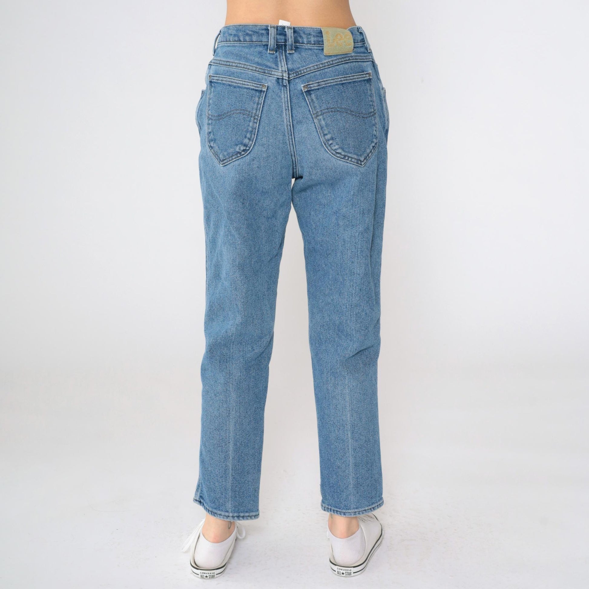 90s Lee High Waist Straight Leg Mom Jeans Blue Denim Small