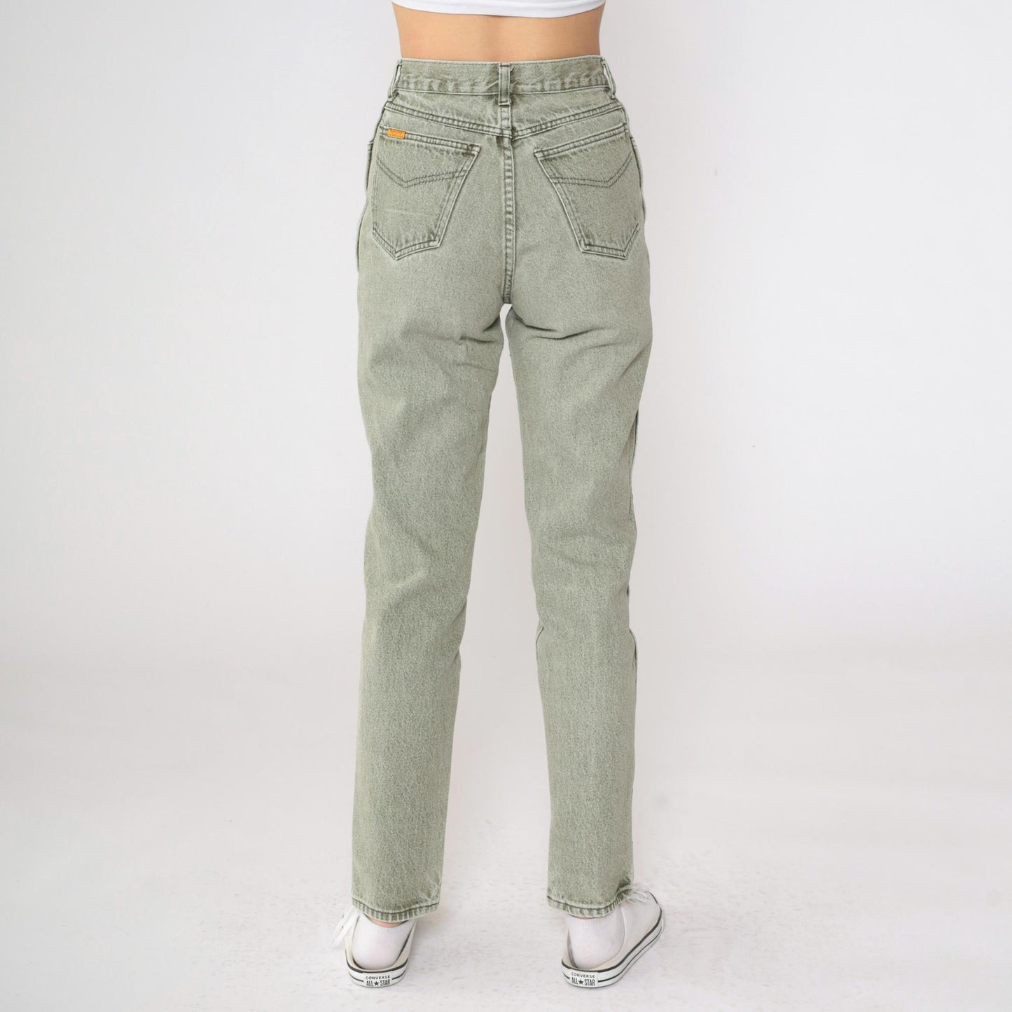 90s Jordache Olive Green High-Waisted Tapered Jeans Small S