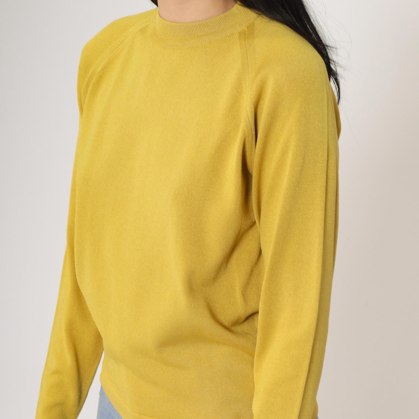70s Chartreuse Nylon Knit Pullover Crewneck Raglan Sweater Medium