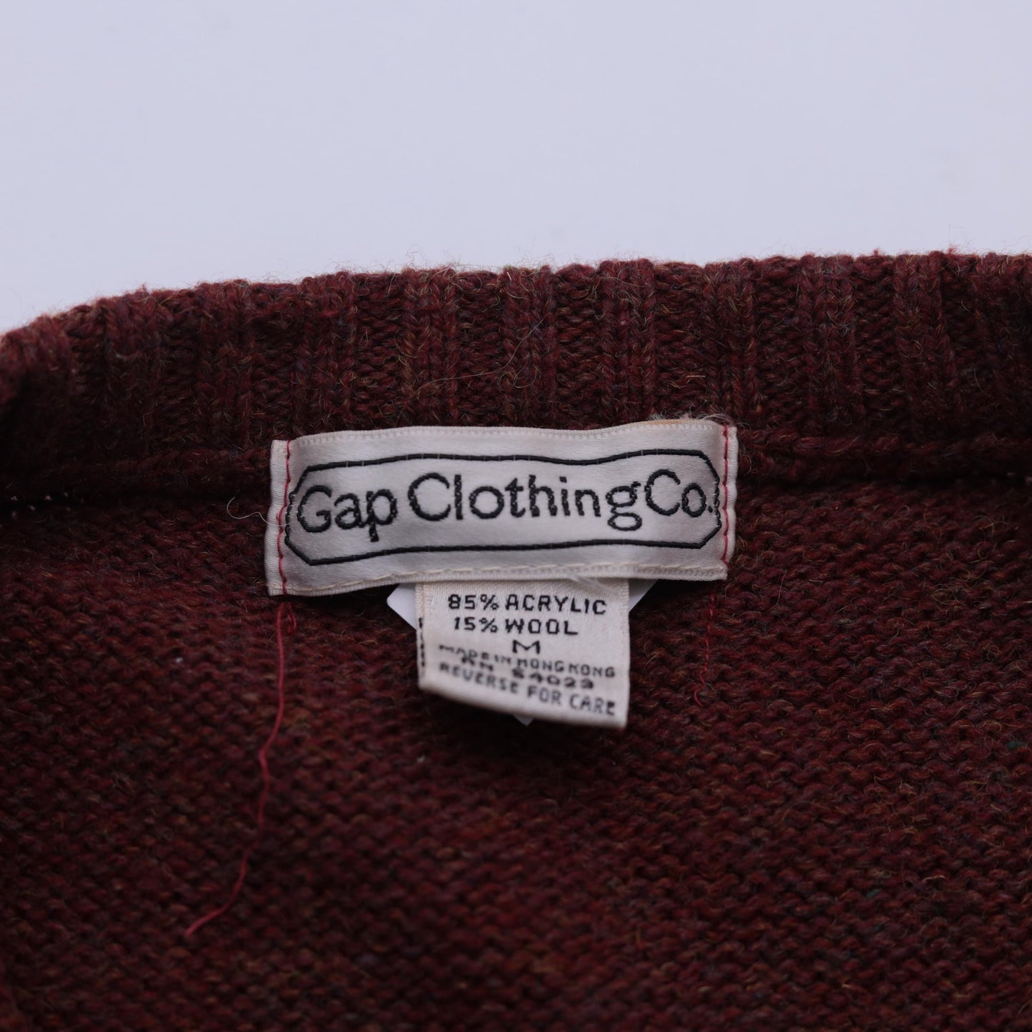 80s Gap Cable Knit Vest Burgundy Flecked V-Neck Sleeveless Sweater Medium