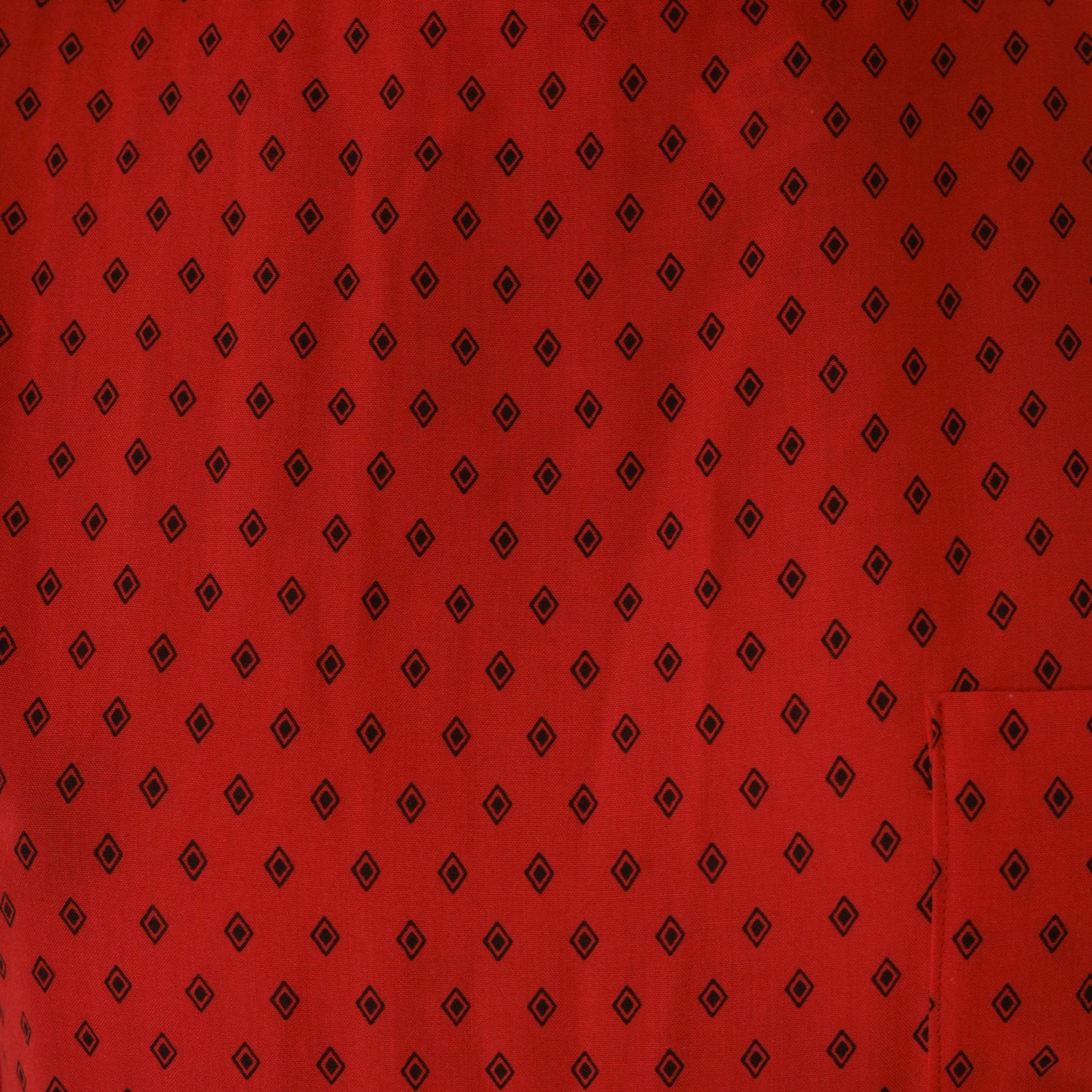 80s Geometric Diamond Print Midi Dress Red Drop Waist Short Sleeve Medium Large