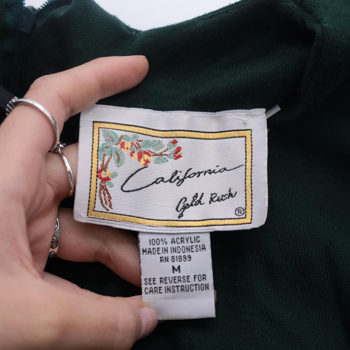 90s Dark Green Keyhole Mini Dress Long Sleeve Button Front A-Line Medium