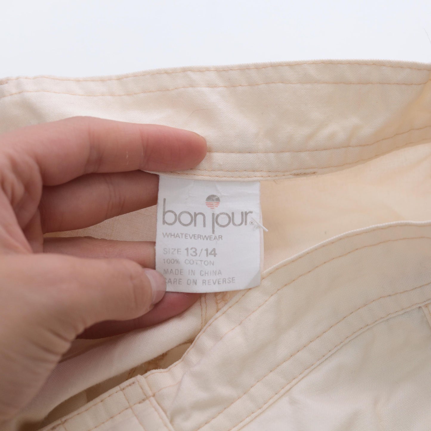 80s Bonjour Pale Peach High Waist Pleated Tapered Trousers Cotton Medium