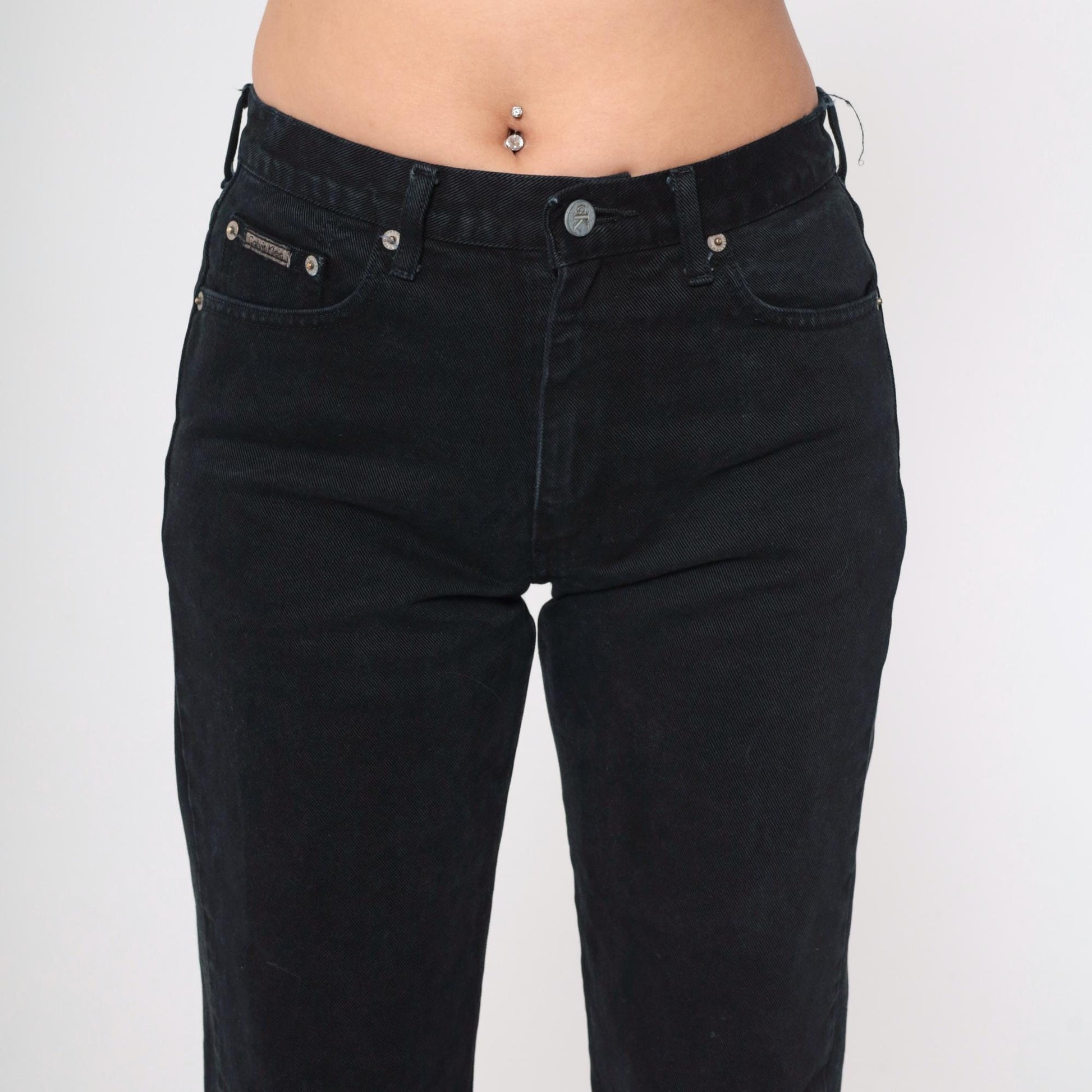 90s Calvin Klein Black High-Waist Straight Leg Denim Jeans Medium 7