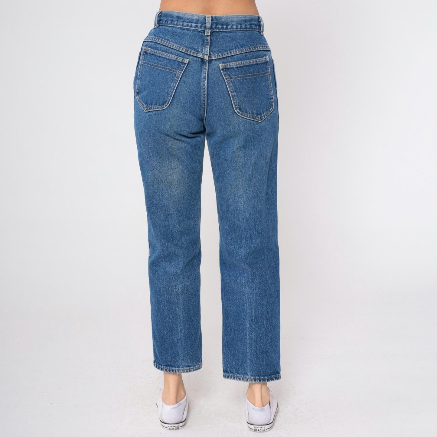 80s Sears High Waist Straight Leg Blue Jeans Unicorn Pocket Small