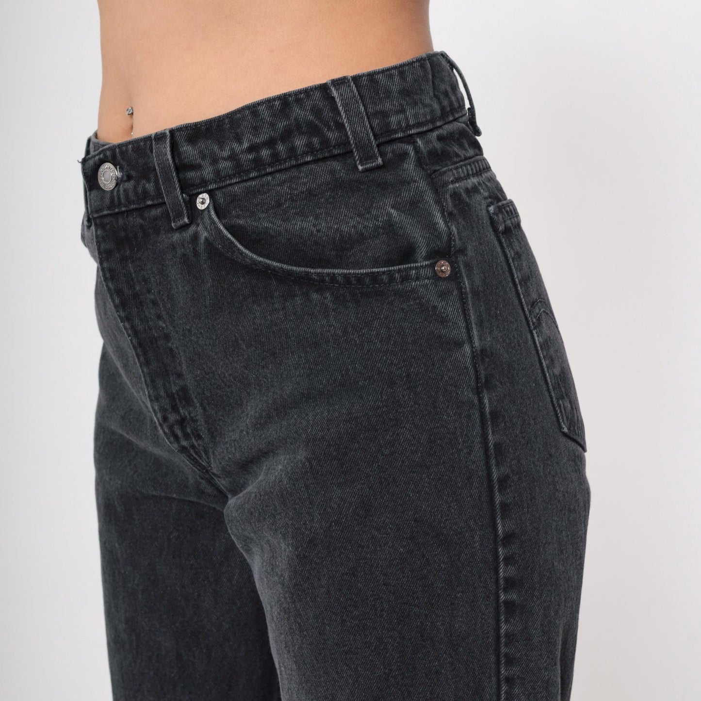 90s Levi's 550 Black Tapered Mom Jeans High Waist Paint Splatter 32x32