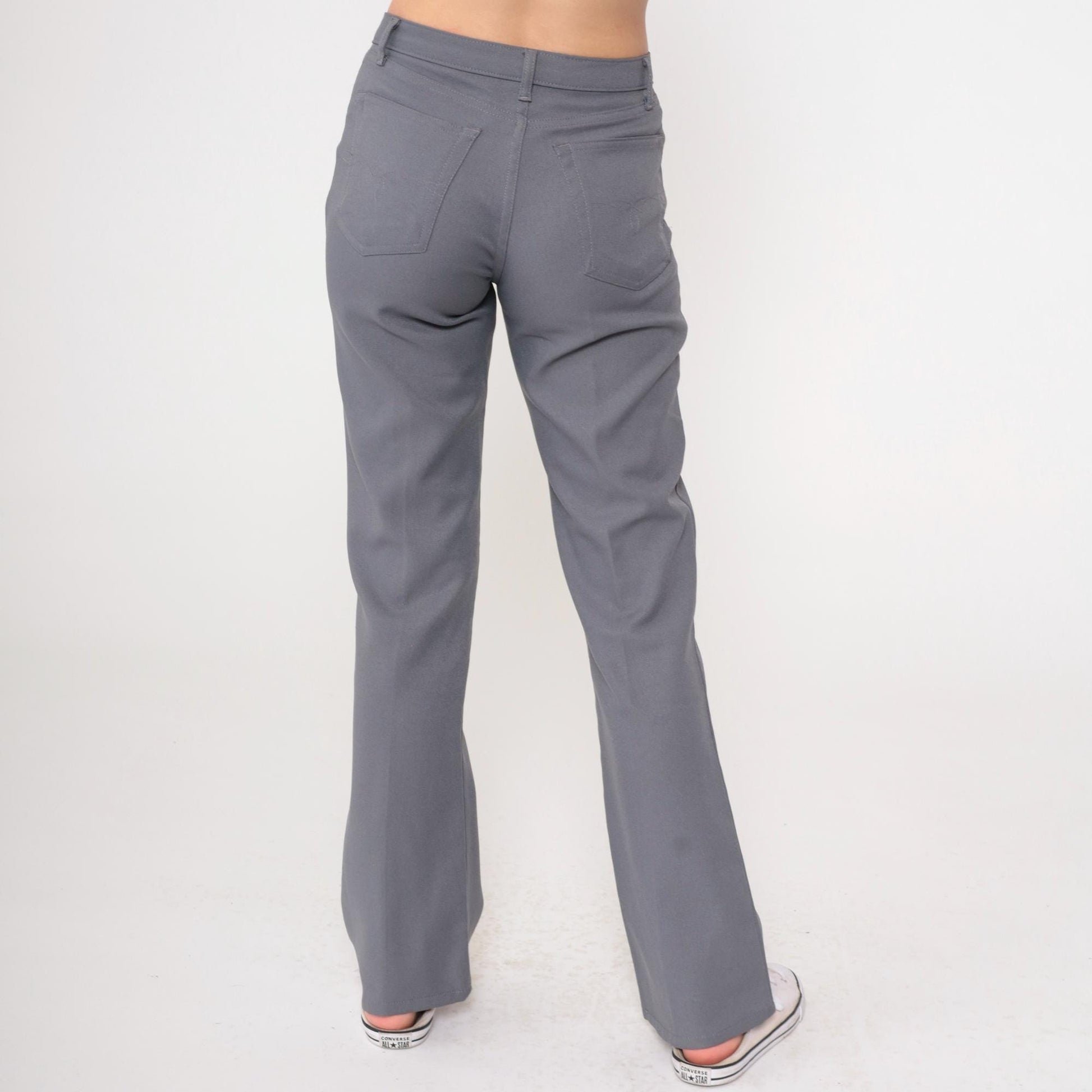 90s Paris Blues Grey Flared Pants Bell Bottom Mid Rise Small 5