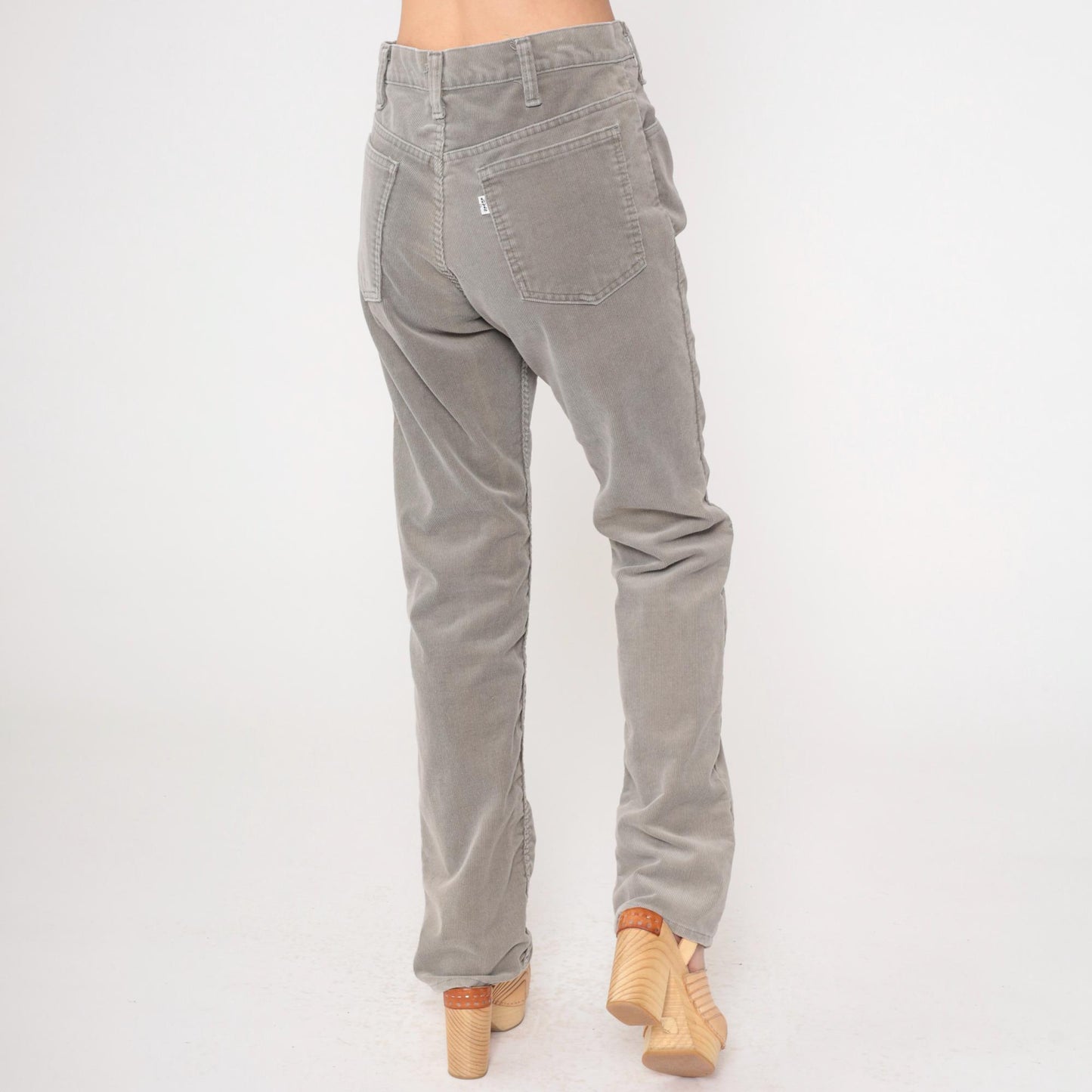 80s Levi's Grey Corduroy High-Rise Straight-Leg Pants Medium