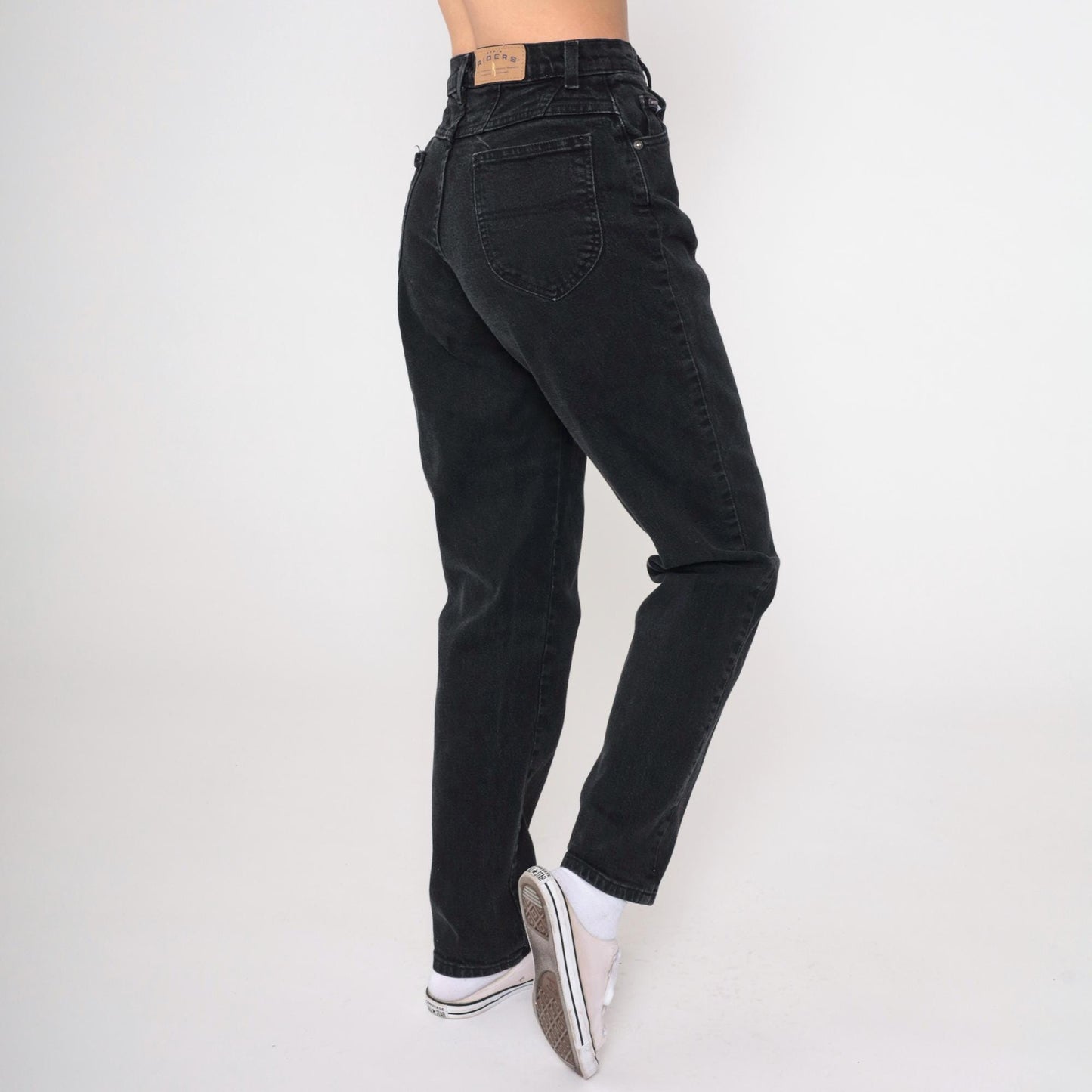 90s Riders Black High Rise Tapered Jeans Cotton Denim Small 6