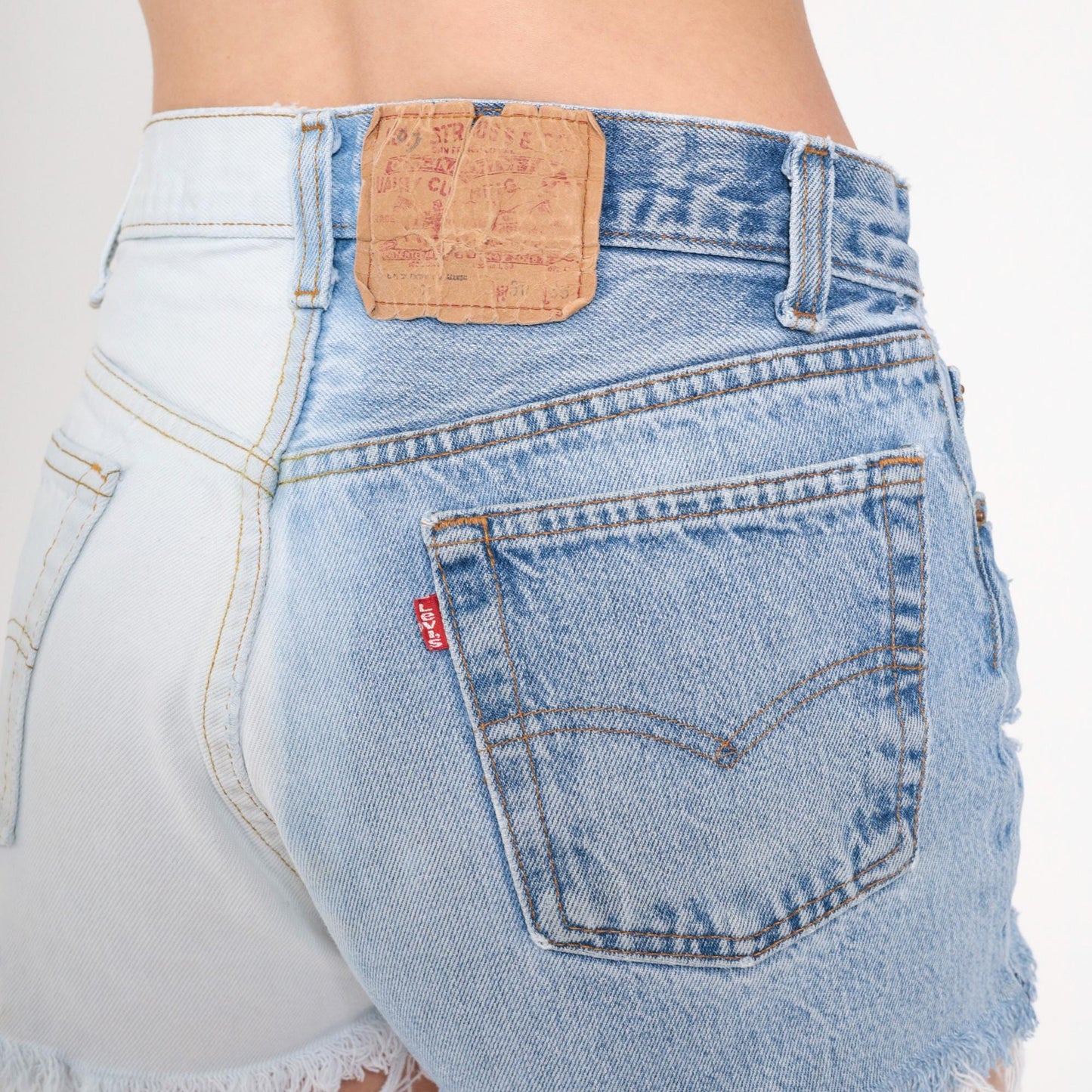 90s Levi's Cut Off Denim Shorts High Waist Bleach Dyed Ripped Small