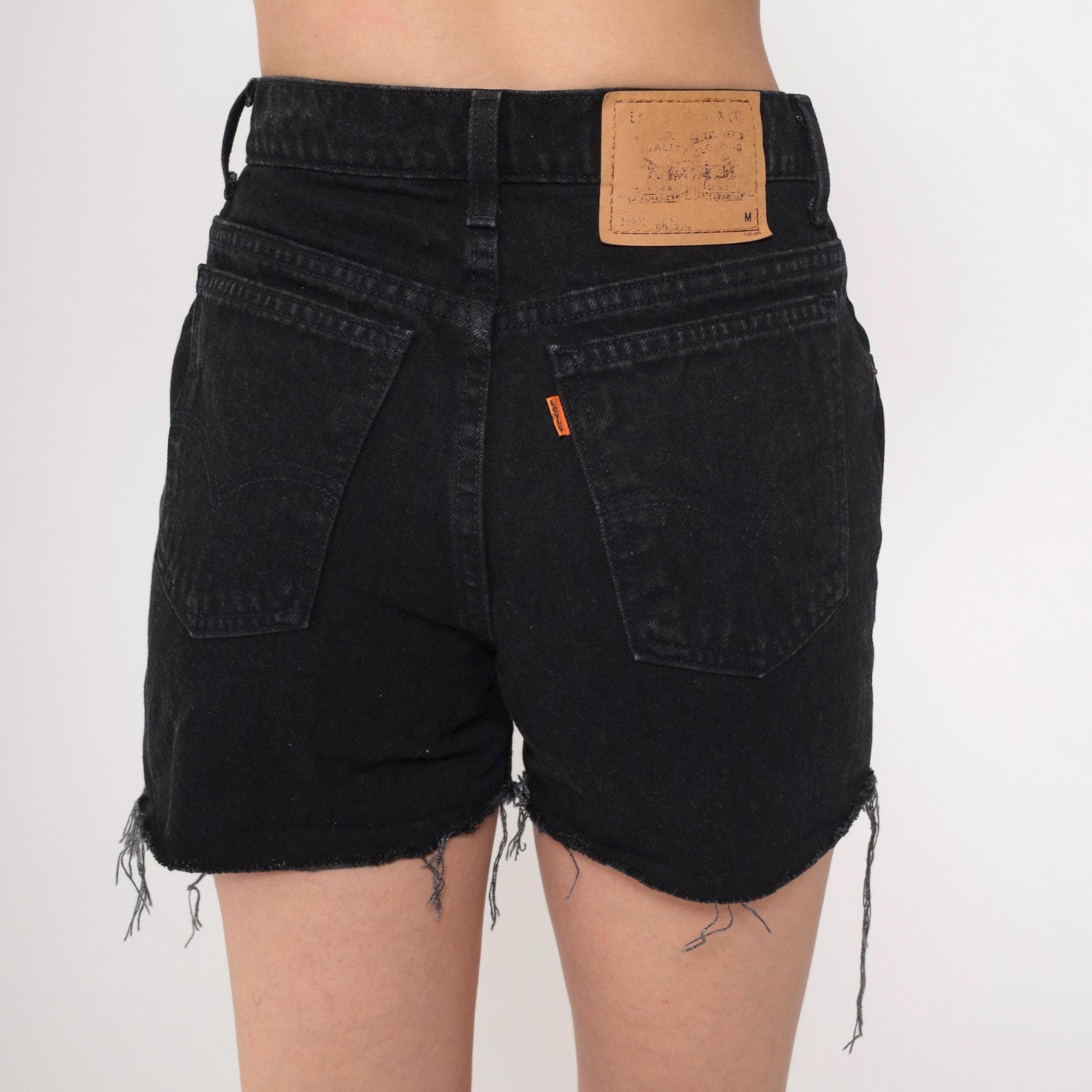 90s Levi's 912 Black Denim Cutoff Shorts High Rise Small