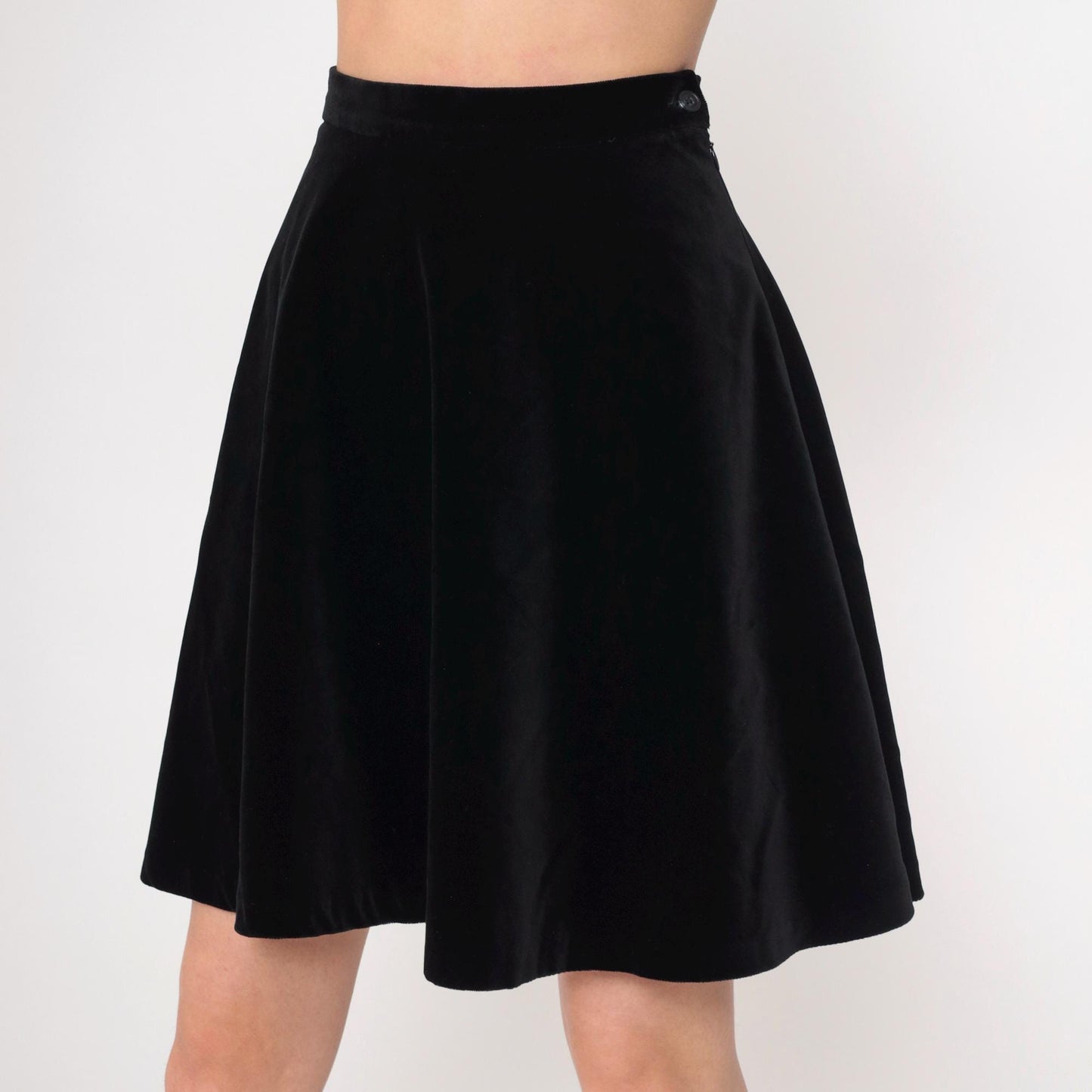 90s Laura Ashley Black Velvet A-Line Mini Skirt High Waisted Extra Small