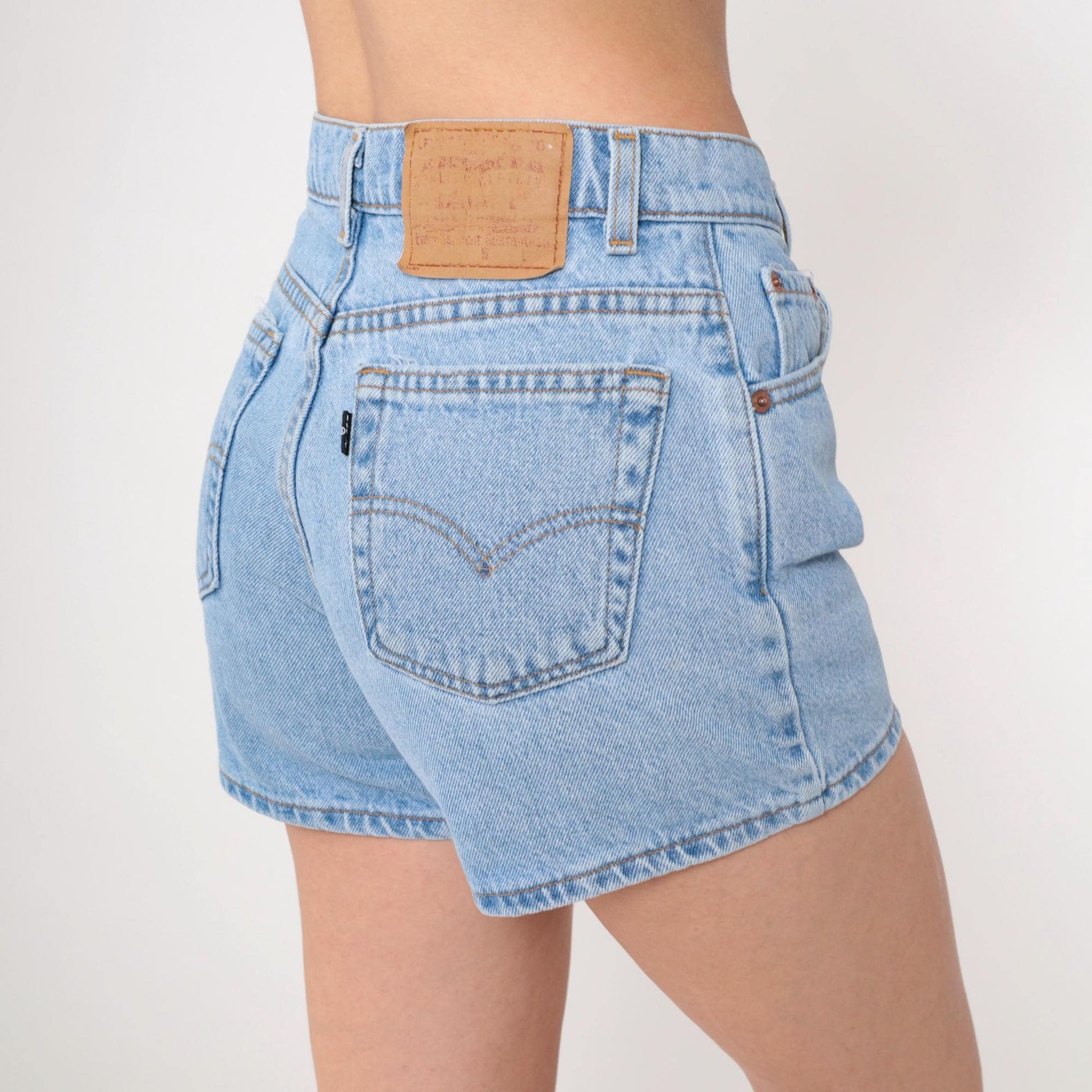 90s Levi's Blue Denim Shorts High Rise Button Fly Small