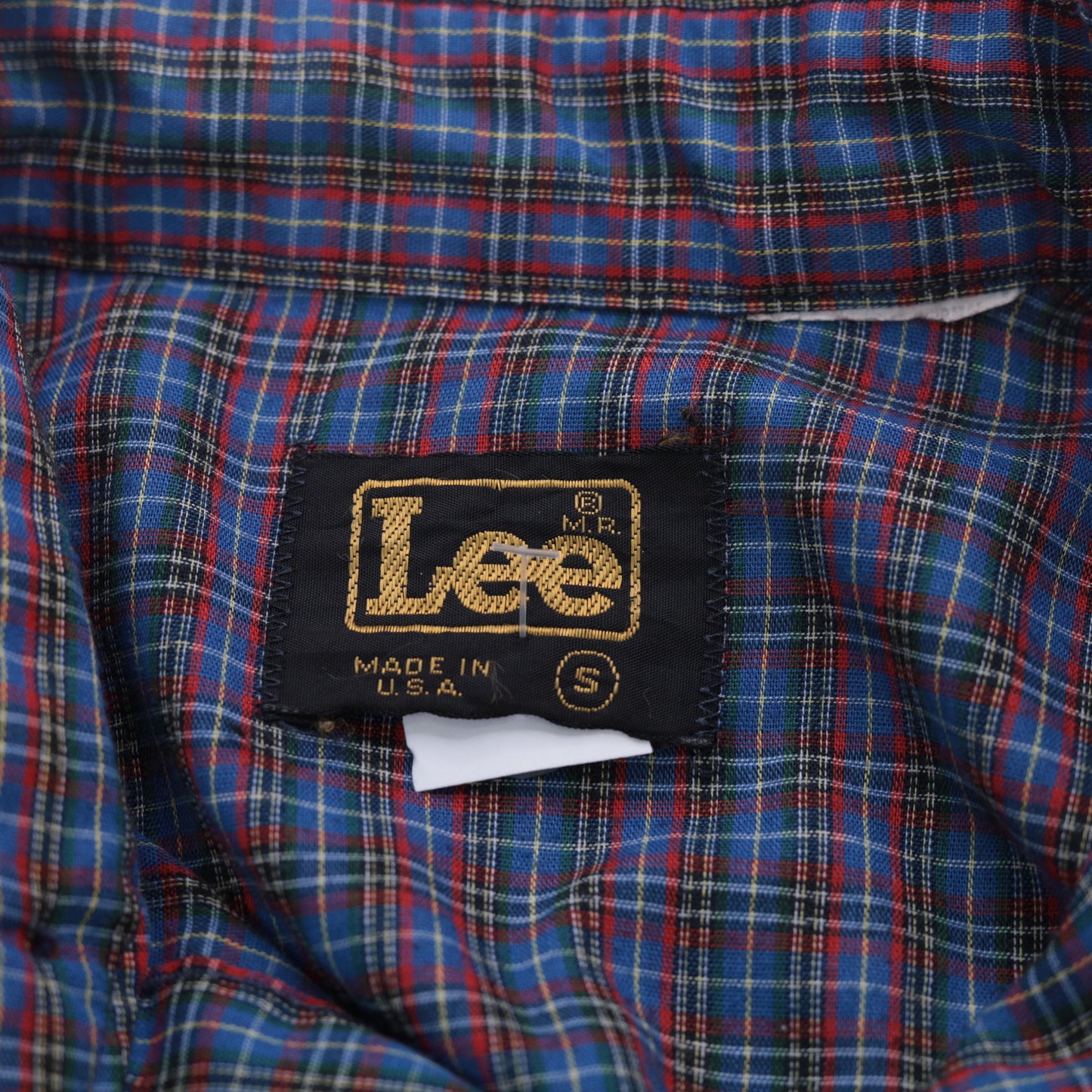 80s Lee Plaid Button-Up Shirt Blue Red Checkered Long Sleeve Small