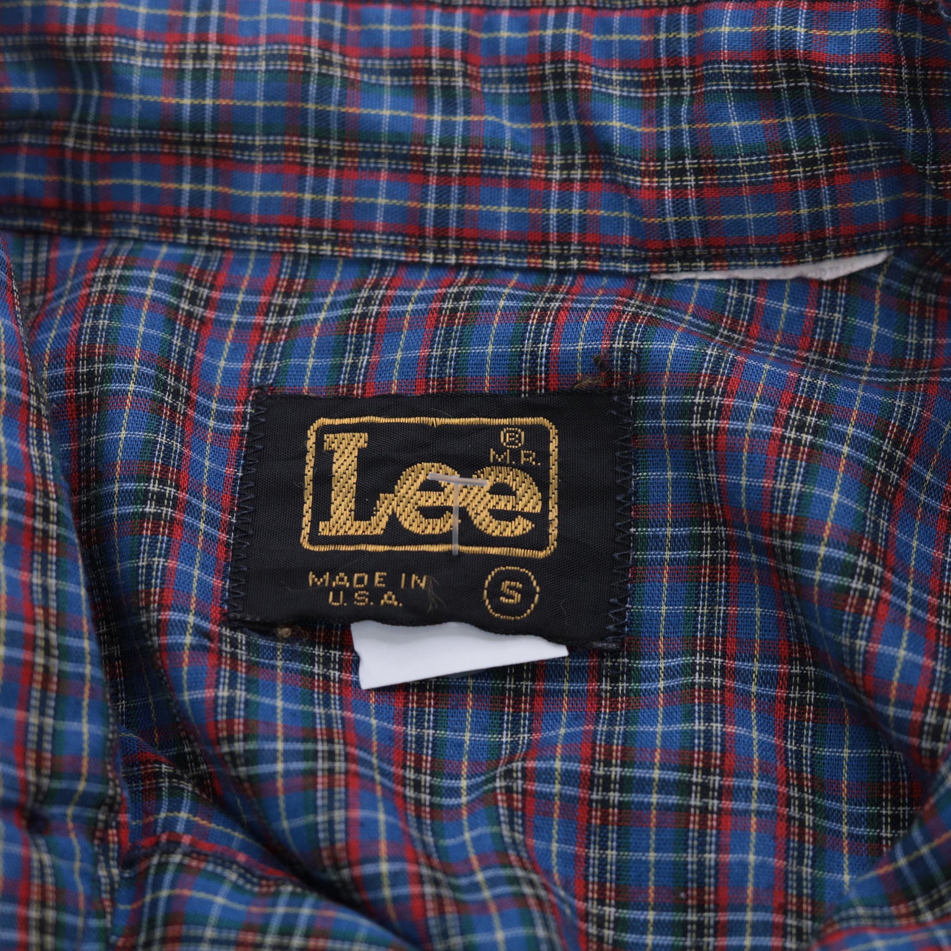 80s Lee Plaid Button-Up Shirt Blue Red Checkered Long Sleeve Small